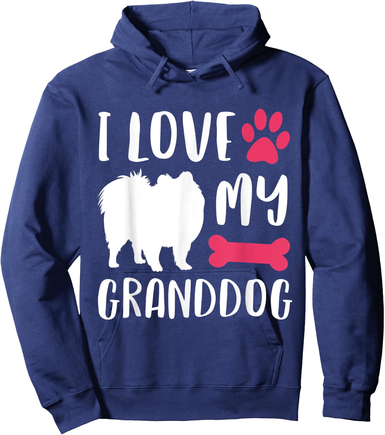 I Love My Granddog Shirt Pomeranian Dog Grandma Grandpa Gift Men Women Hoodie - Hoodie | Navy