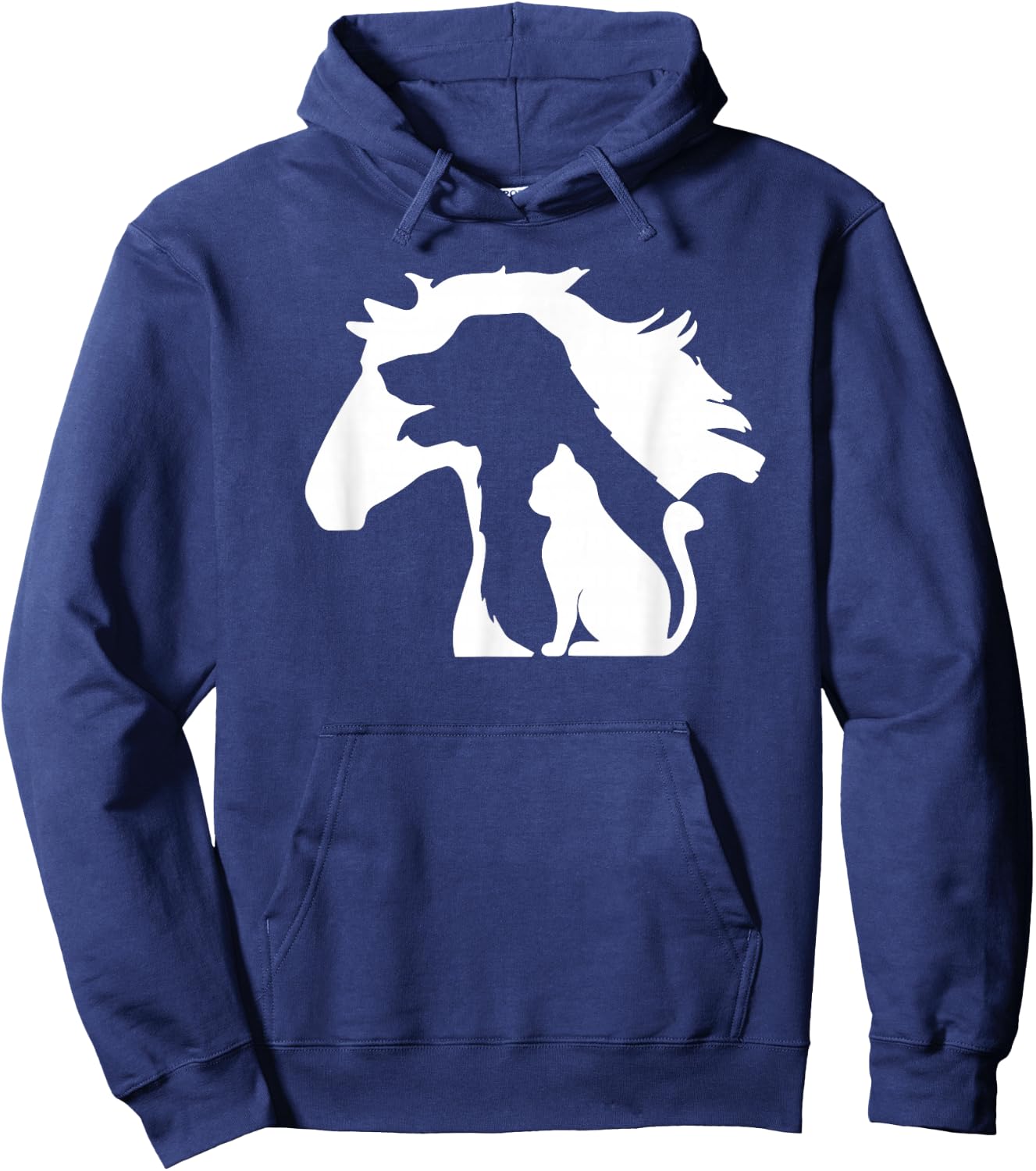 Pferd Hund & Katze, minimalistische Kunst, abstrakte Silhouette Overlay Hoodie - Hoodie | Navy