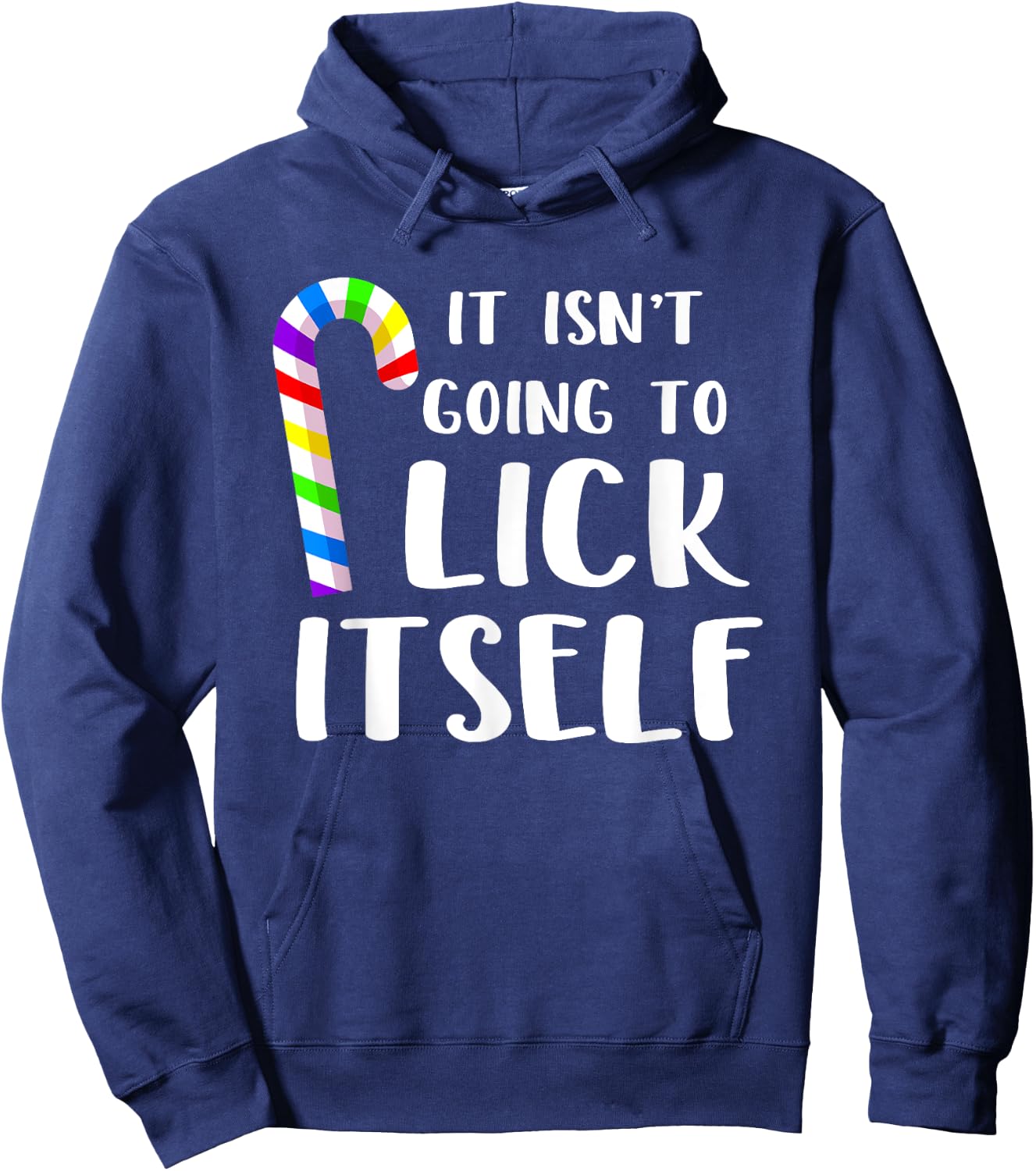 Funny Gay Pride Candy Cane Christmas Pajama Hoodie - Hoodie | Navy