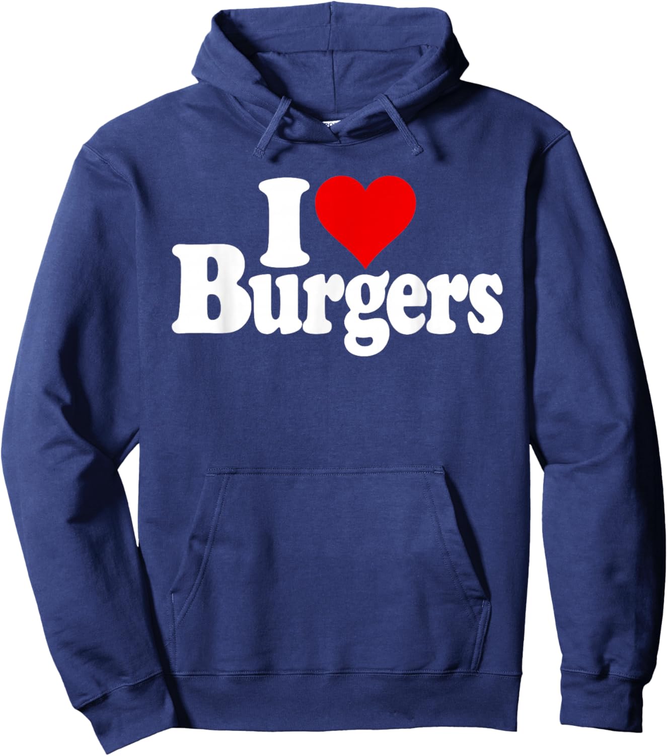 I Love Heart Burgers Hamburgers Cheeseburgers Hoodie - Hoodie | Navy
