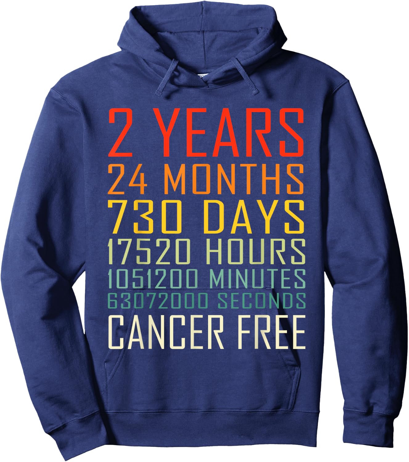 Vintage Cancer Awareness Vintage 2 Years Cancer Free Hoodie - Hoodie | Navy