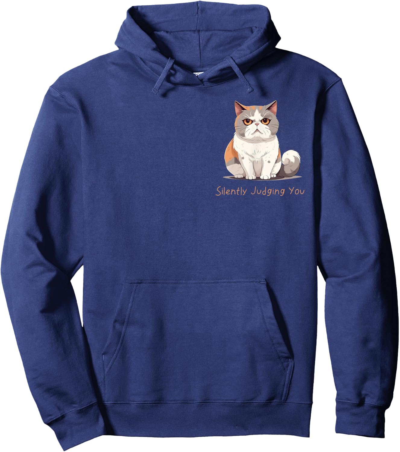 "Silently Judging You" funny cat graphic design Hoodie - Hoodie | Navy