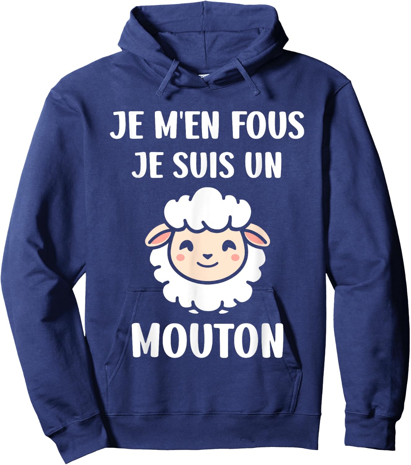 Funny Cute Sheep I Don't Care I'm a Mouton , Black, S Hoodie - Hoodie | Navy