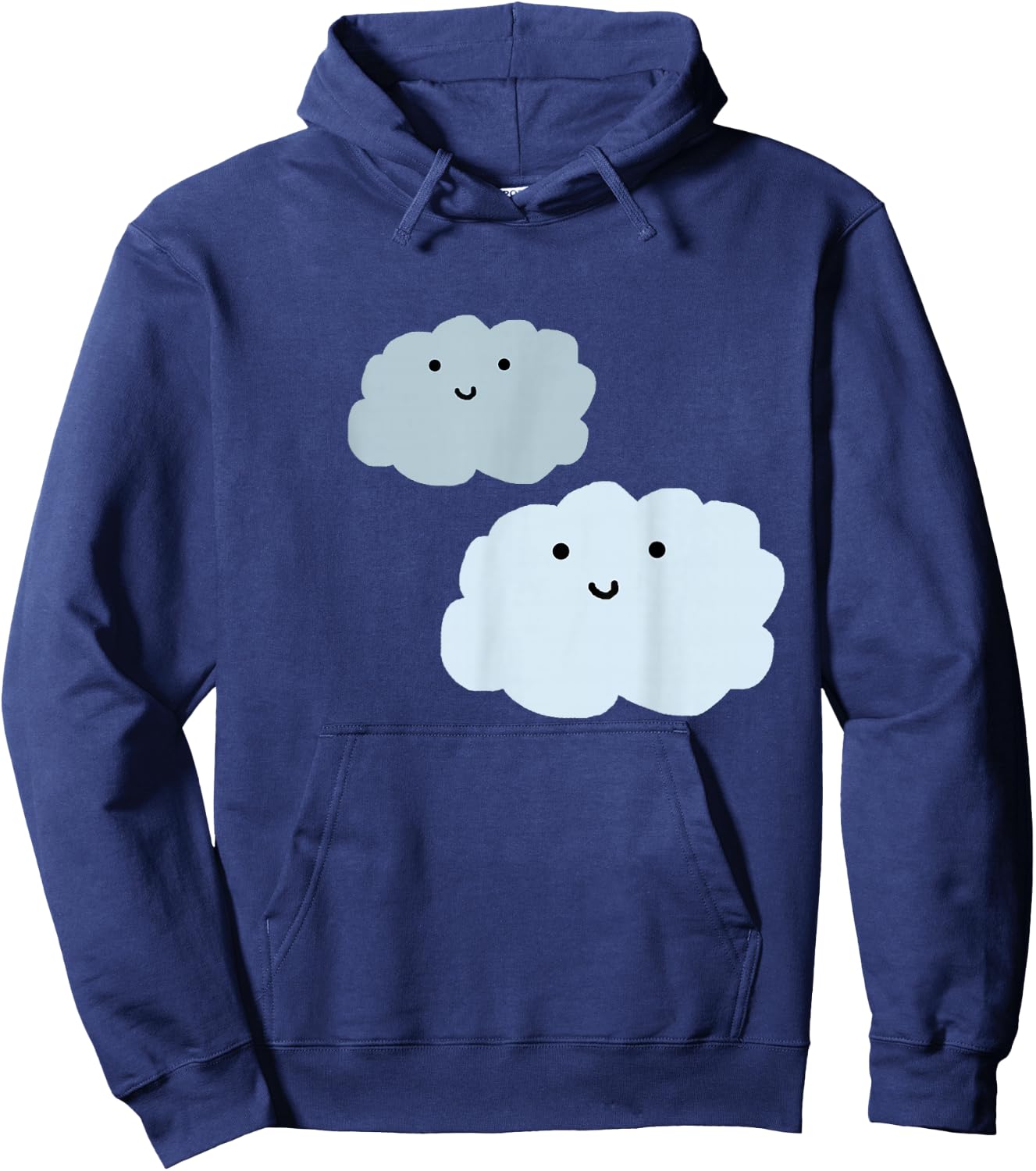Two Smiling Blue Clouds Fun Hoodie - Hoodie | Navy