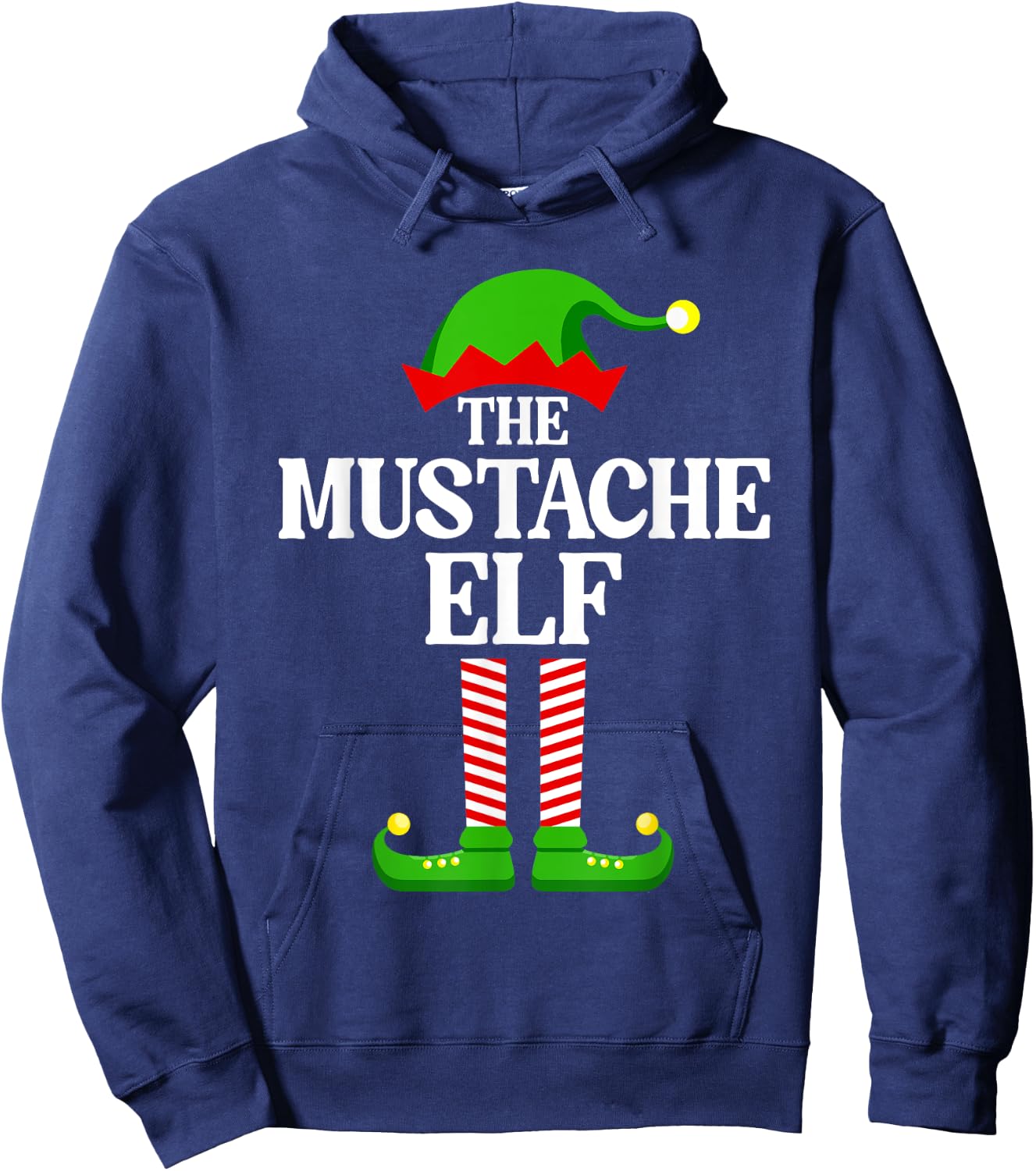Mustache Elf Family Matching Group Funny Christmas Hoodie - Hoodie | Navy