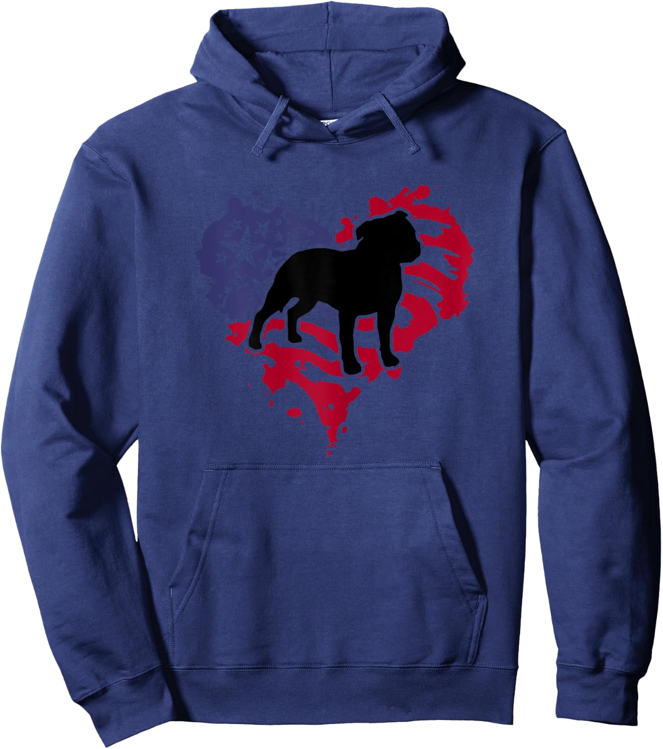 Patriotic Heart American Flag Staffordshire Bull Terrier Dog Women Hoodie - Hoodie | Navy