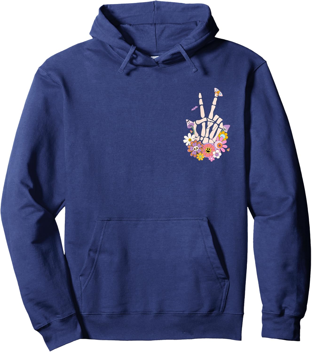 Protect Your Peace Flower Skull Skeleton Hand Mental Health Hoodie - Hoodie | Navy
