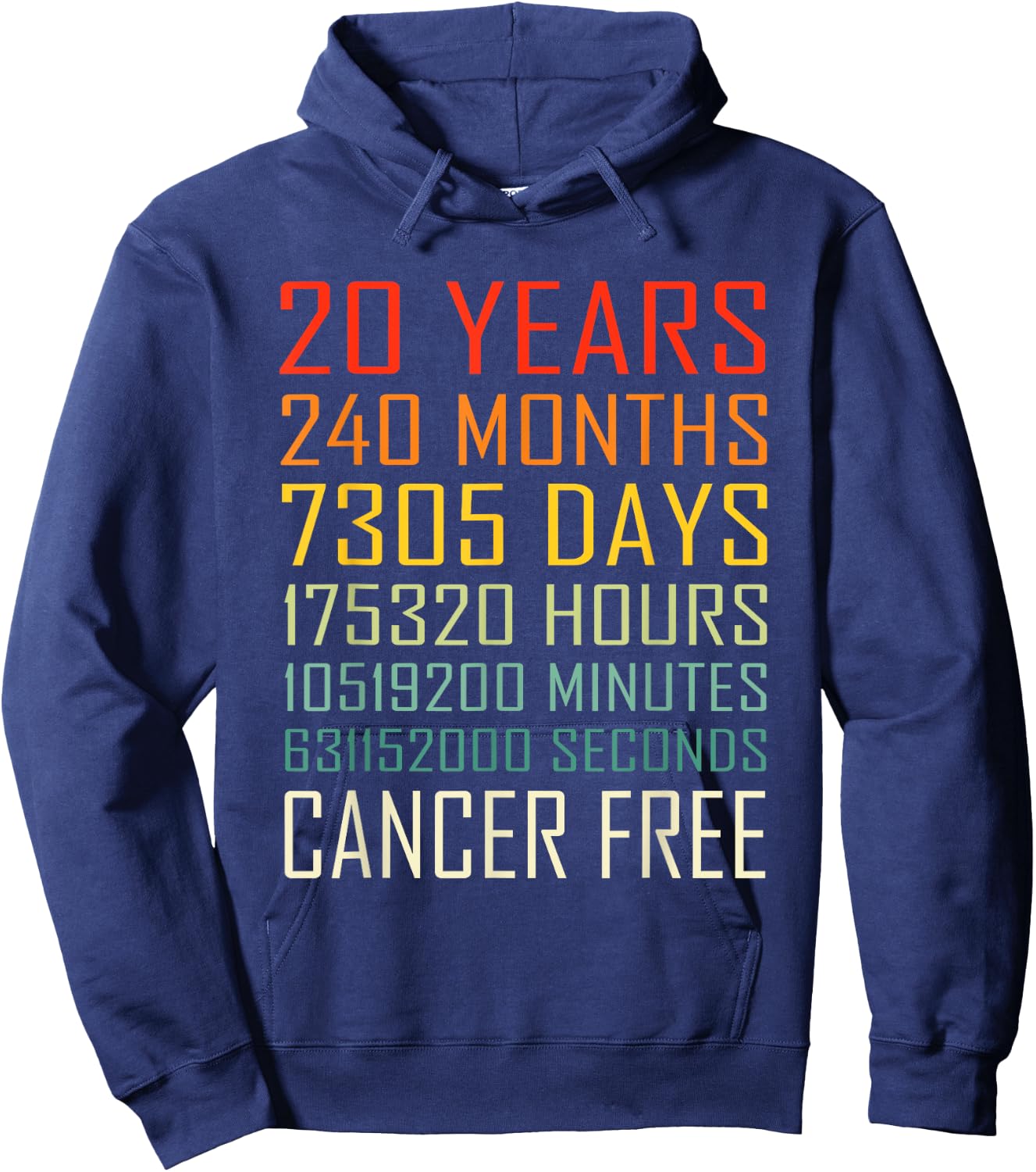 Vintage Cancer Awareness Vintage 20 Years Cancer Free Hoodie - Hoodie | Navy