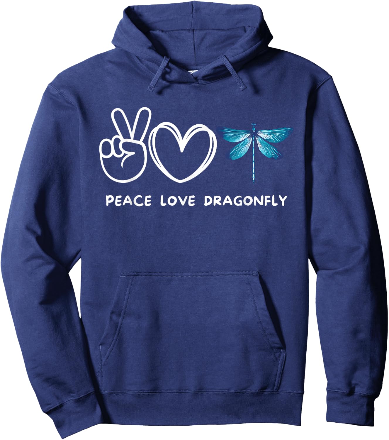 Peace, Love Dragonfly Retro Dragonfly Lover Insect Lover Hoodie - Hoodie | Navy