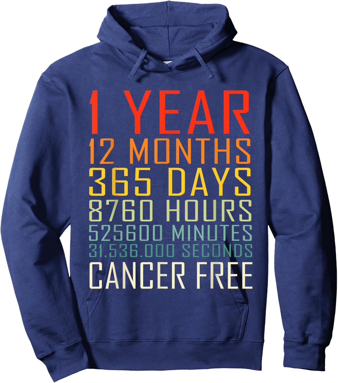 Vintage Cancer Awareness Vintage 1 Years Cancer Free Hoodie - Hoodie | Navy