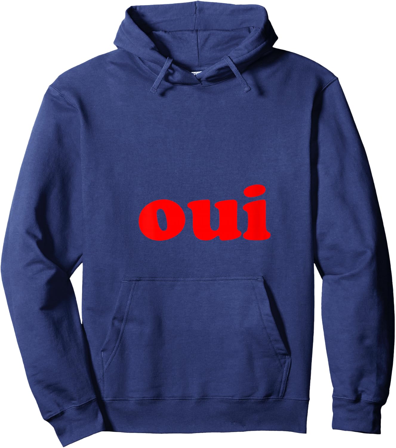 Women's Oui Minimal French Style 90s Vintage Retro Indie V-Neck Hoodie - Hoodie | Navy