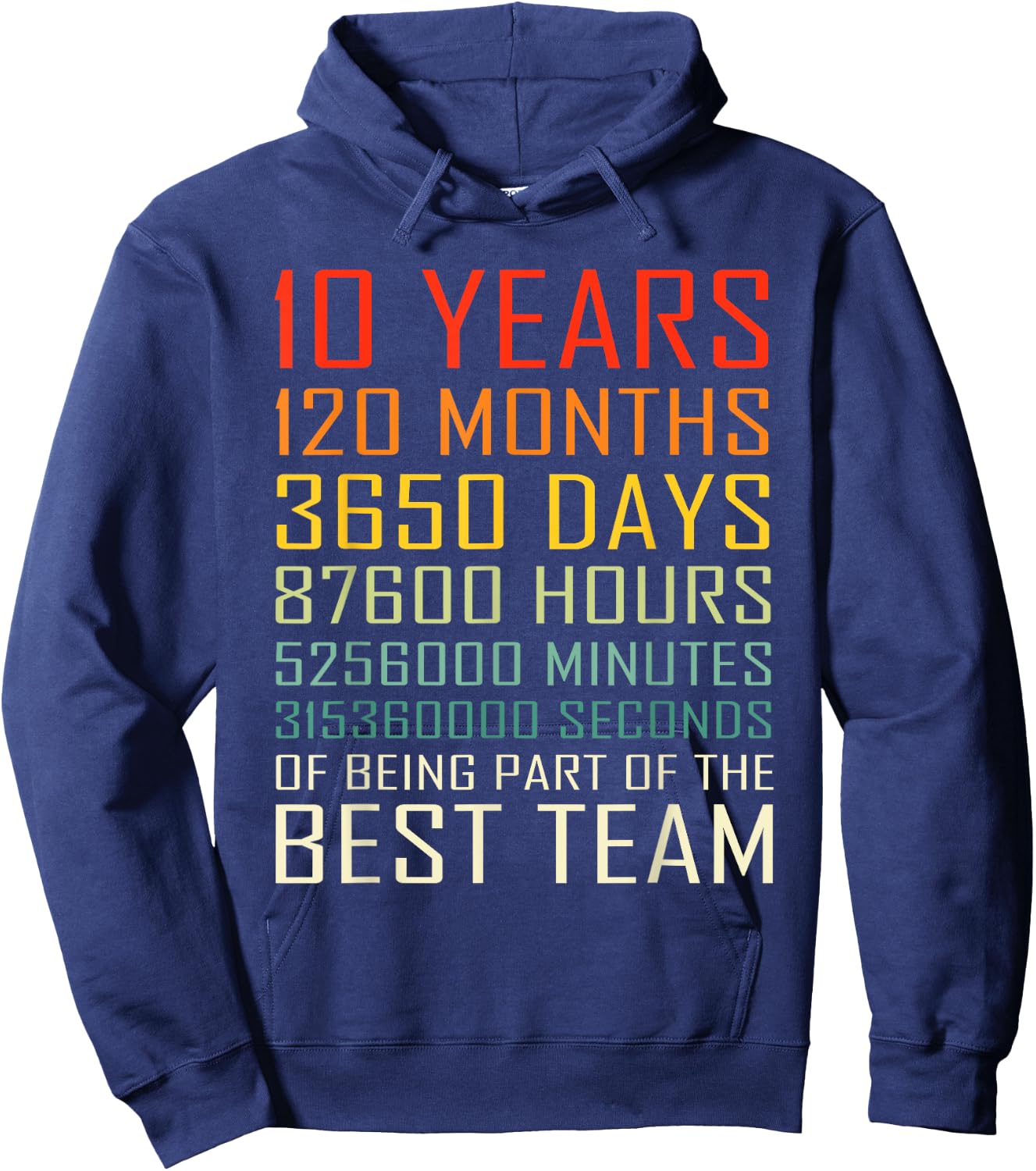 Best Team Vintage Work Anniversary 10 Years Employee Hoodie - Hoodie | Navy