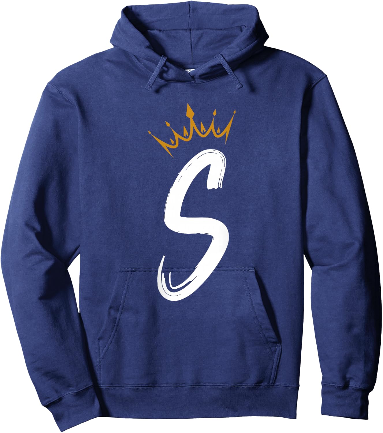 Queen King Letter S - BACKSIDE Letter With Crown Alphabet Hoodie - Hoodie | Navy