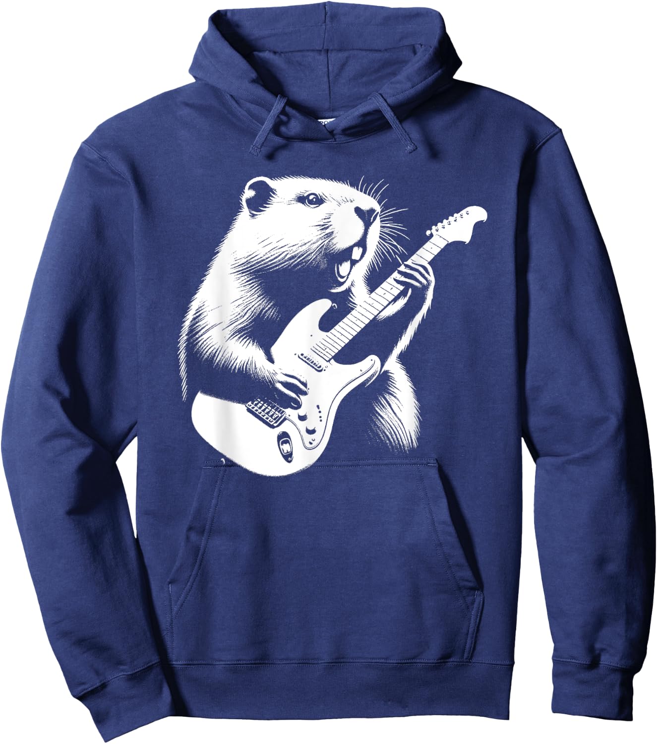 Beaver Playing Electric Guitar Rock Star Guitarist Hoodie - Hoodie | Navy