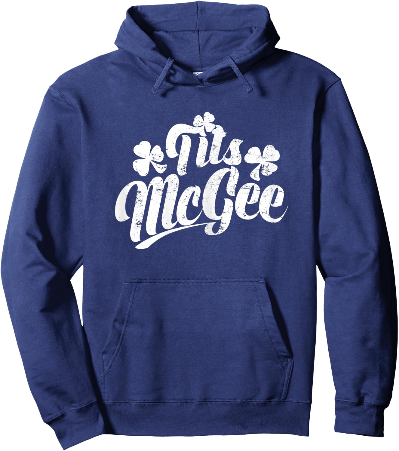 Tits McGee Vintage St. Patrick's Day Funny Shamrocks Retro Hoodie - Hoodie | Navy