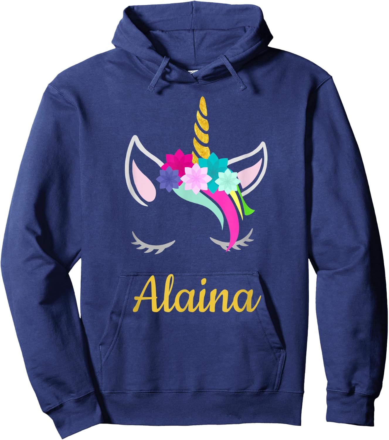 Alaina Dark Unicorn Name Hoodie - Hoodie | Navy