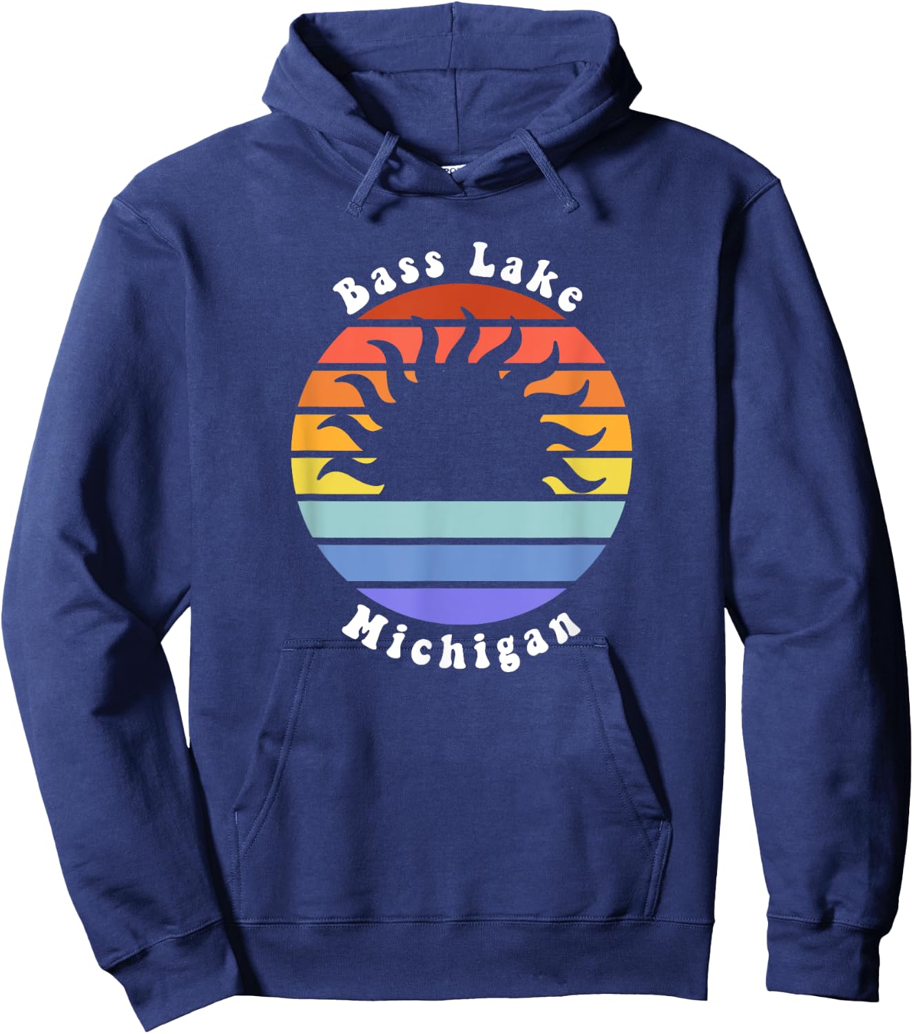 Bass Lake Michigan MI Sunset Summer Vacation Women Kids Hoodie - Hoodie | Navy