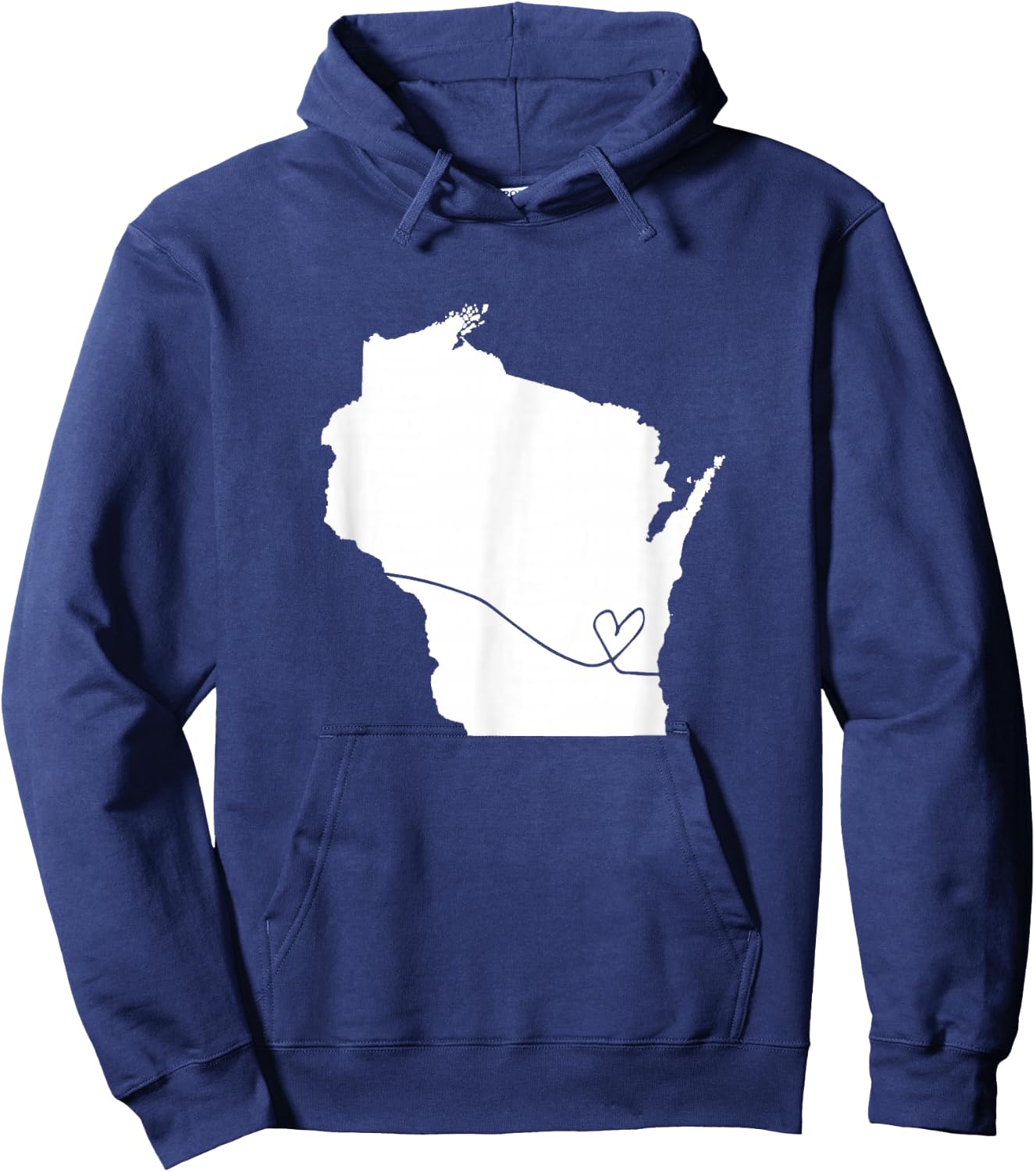 Wisconsin Love Heart Home State Midwest Wisco Vintage Retro Hoodie - Hoodie | Navy