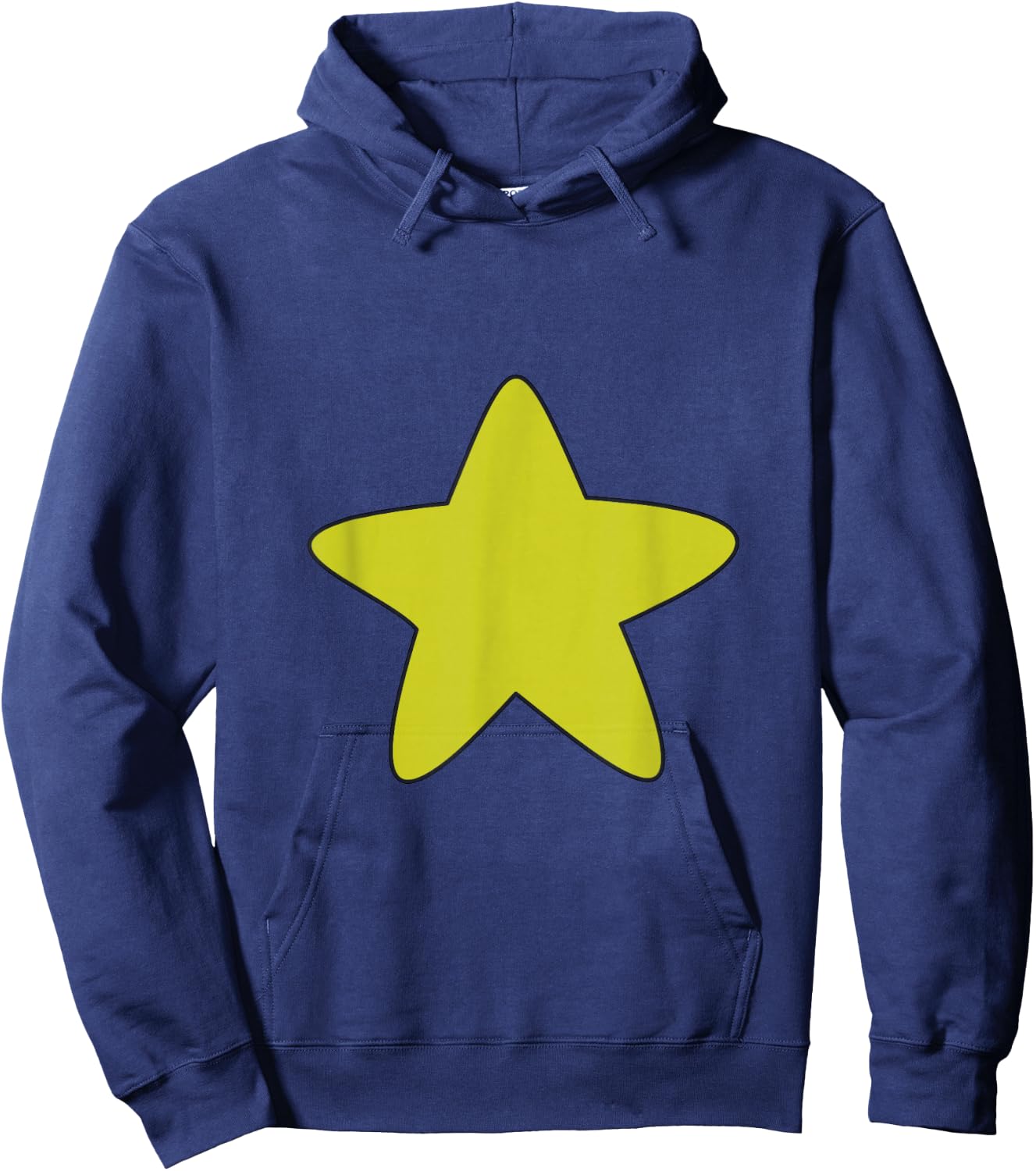 Bright Yellow Star Belly Shirt, Distressed Gold Star Stomach Hoodie - Hoodie | Navy