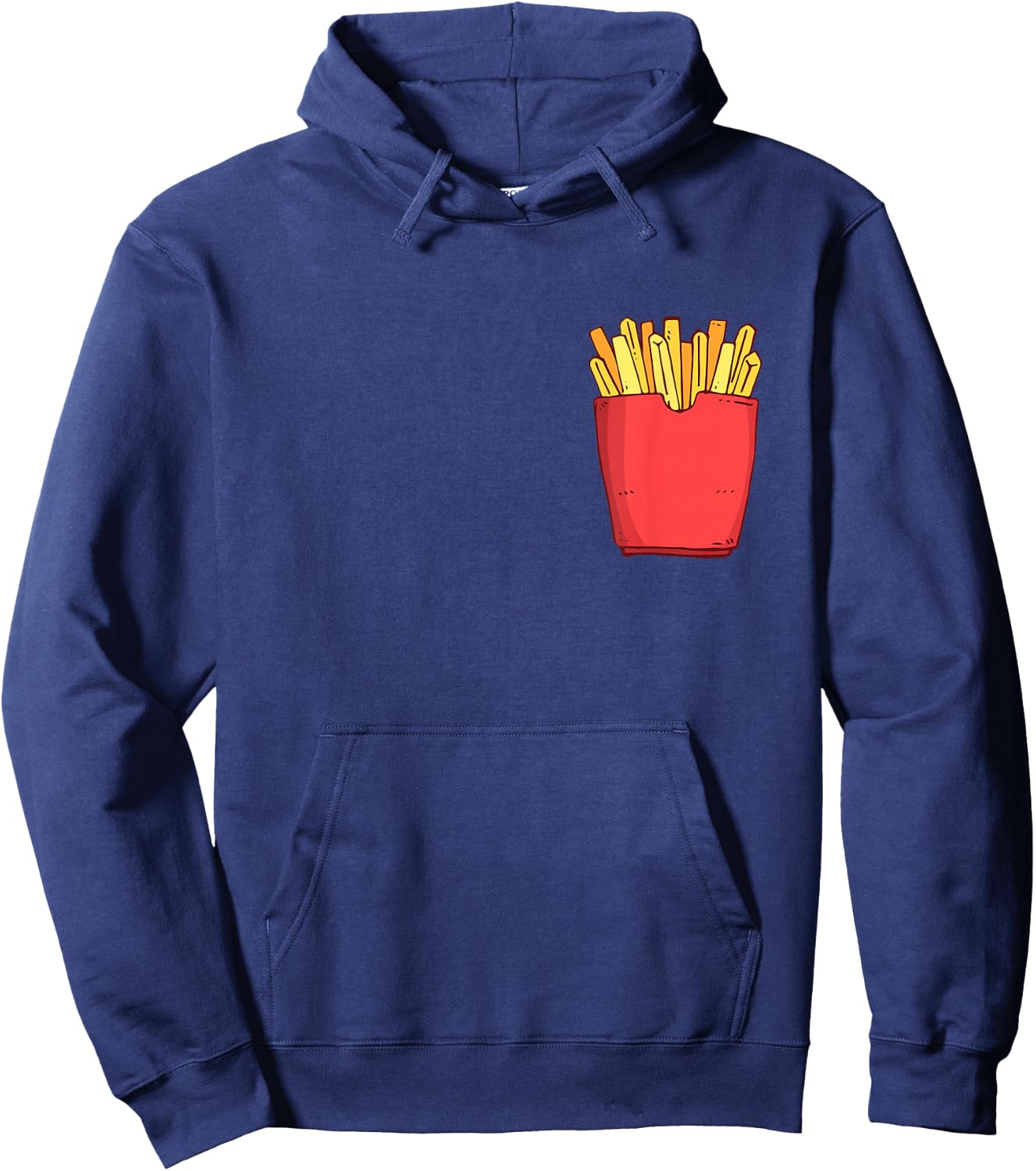 Fries Chest Pocket Pocket Fries Fast Food , black Hoodie - Hoodie | Navy