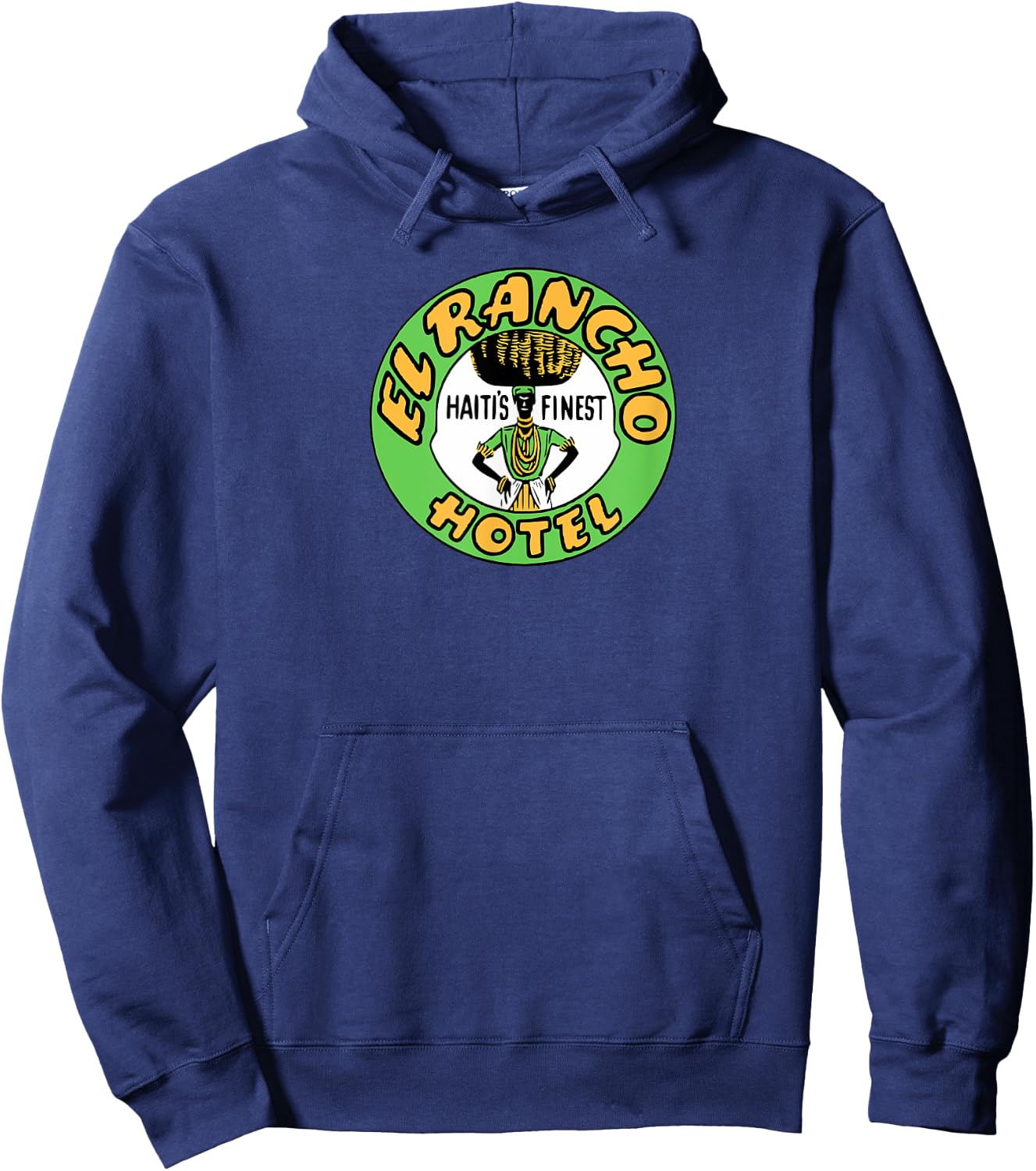 El Rancho Hotel Haiti's Finest Vintage Travel Sticker Hoodie - Hoodie | Navy