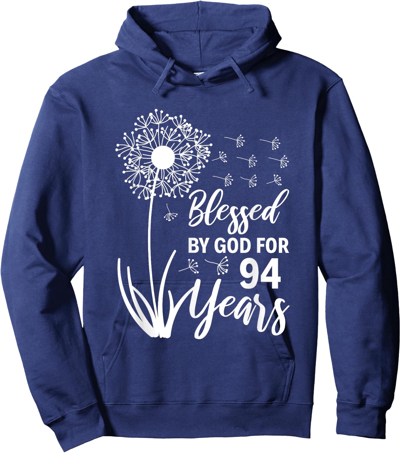 94th Birthday Woman Man Blessed By God For 94 Years Hoodie - Hoodie | Navy
