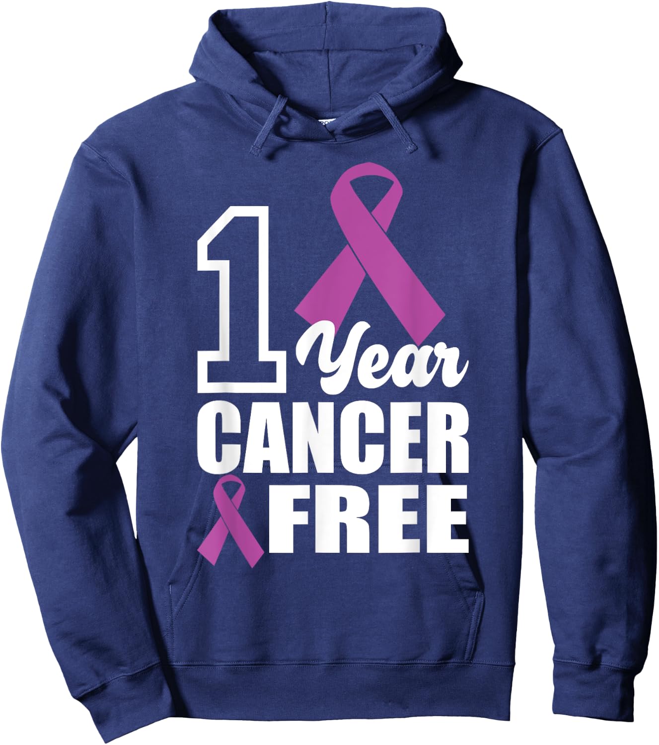 1 Year Cancer Free, Breast Cancer Survivor Hoodie - Hoodie | Navy