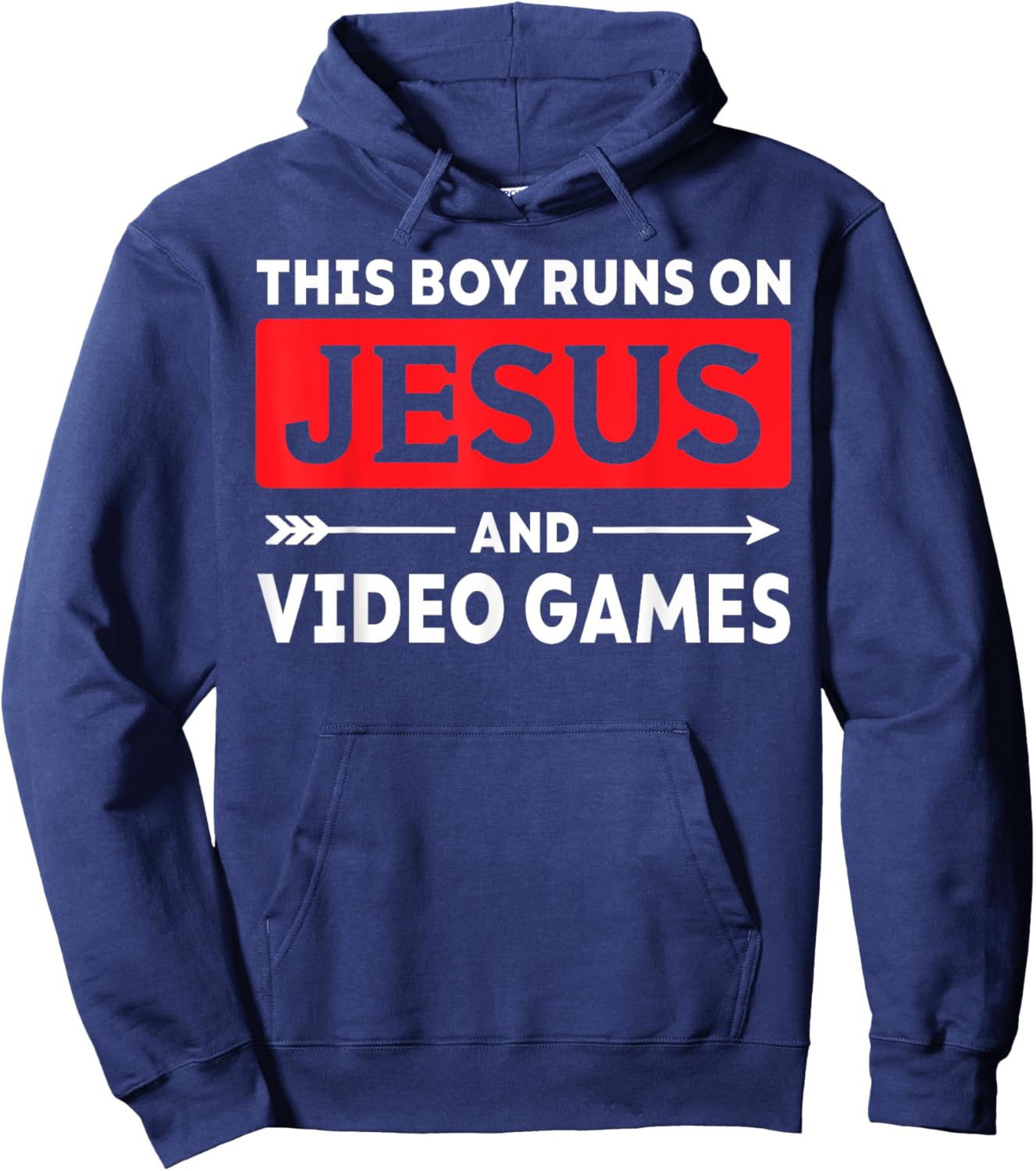 This Boy Runs On Jesus And Video Games Christian Gamer Hoodie - Hoodie | Navy