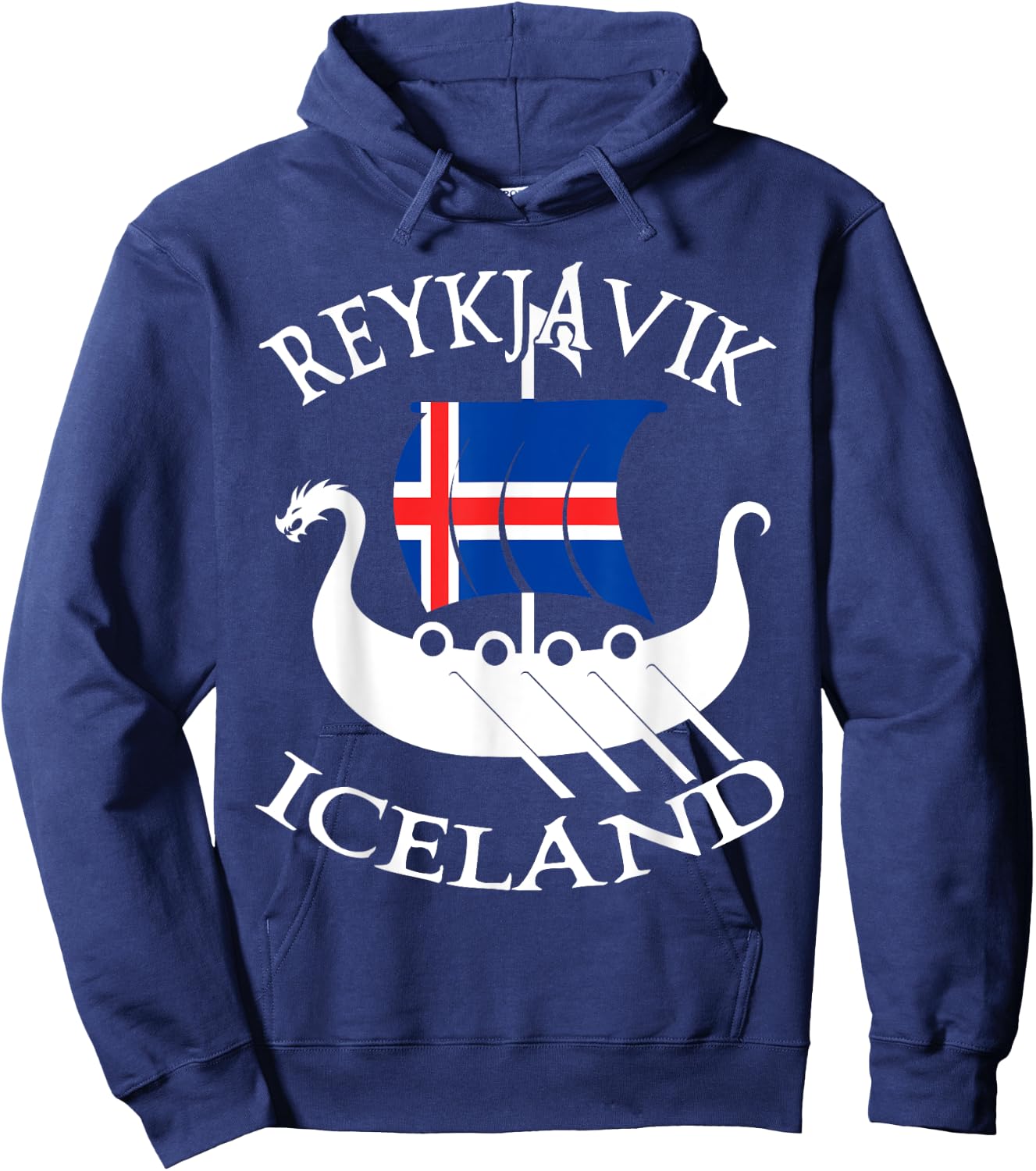 Reykjavik Viking Boat Iceland Hoodie - Hoodie | Navy