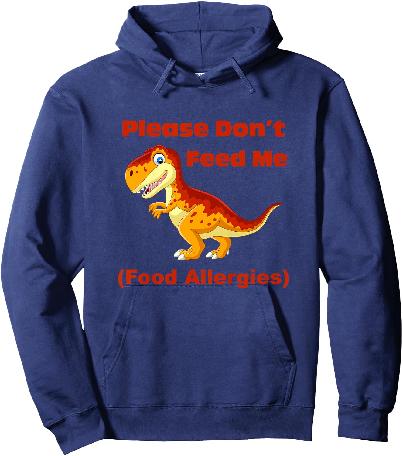 Food Allergy Toddler Kids with T-Rex Hoodie - Hoodie | Navy