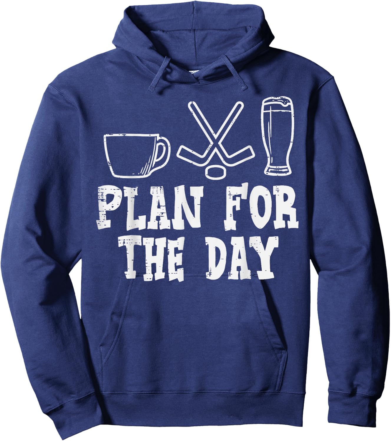 Plan For The Day Coffee Ice Hockey Beer Funny Drinking Sport Hoodie - Hoodie | Navy