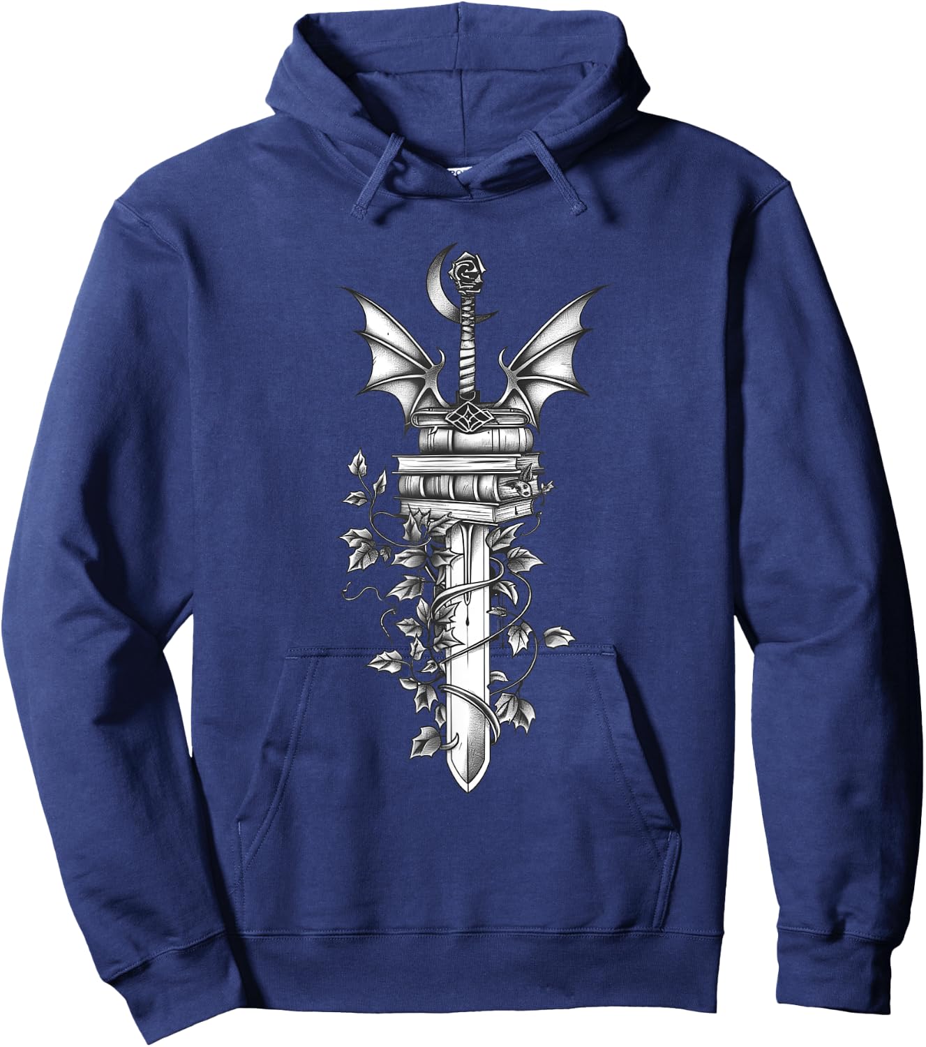 Romantasy Reader Book Lover Sword Dragon Books Fantasy Book Hoodie - Hoodie | Navy