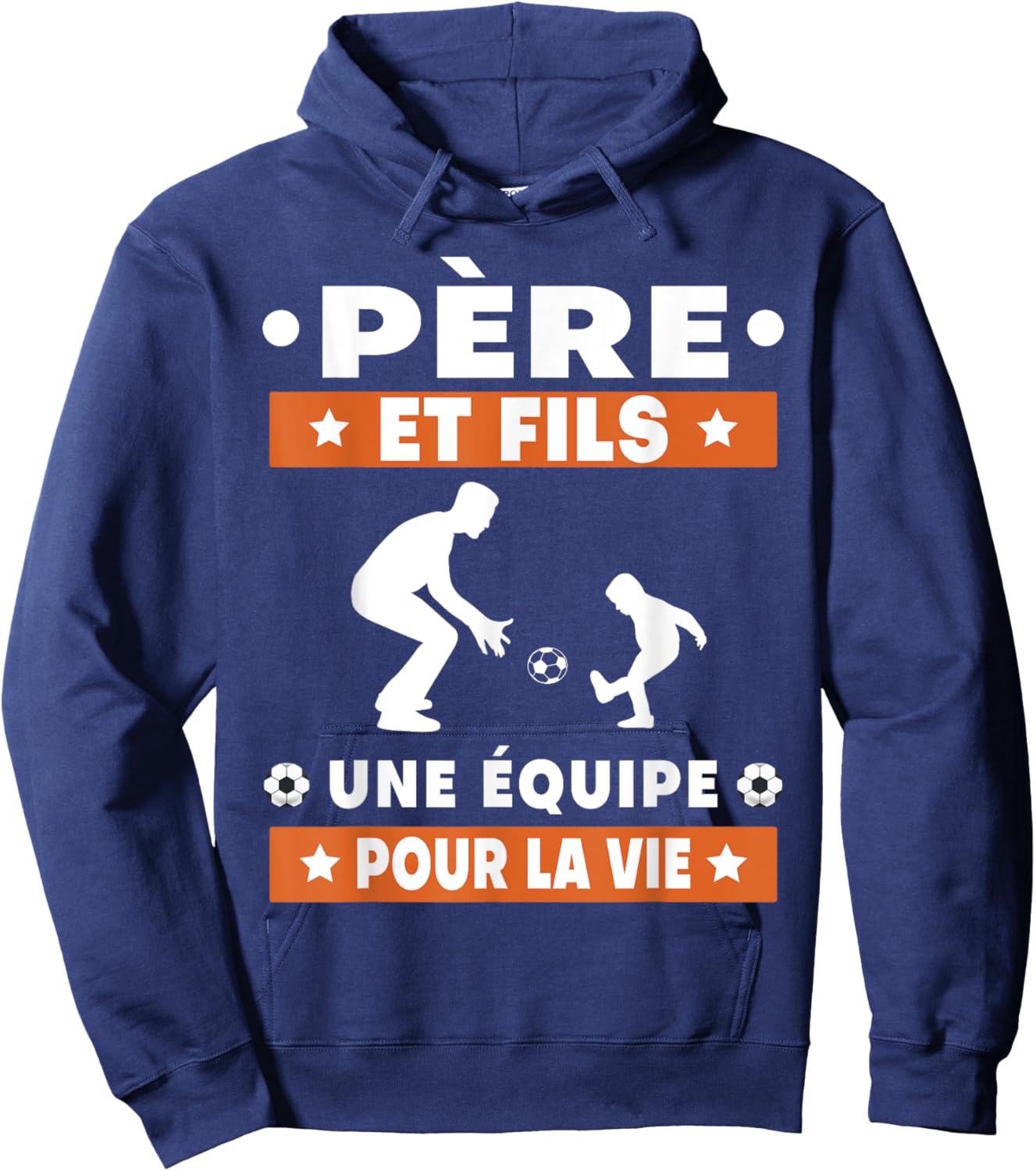 father and son football duo man team dad footballer , Black, S Hoodie - Hoodie | Navy