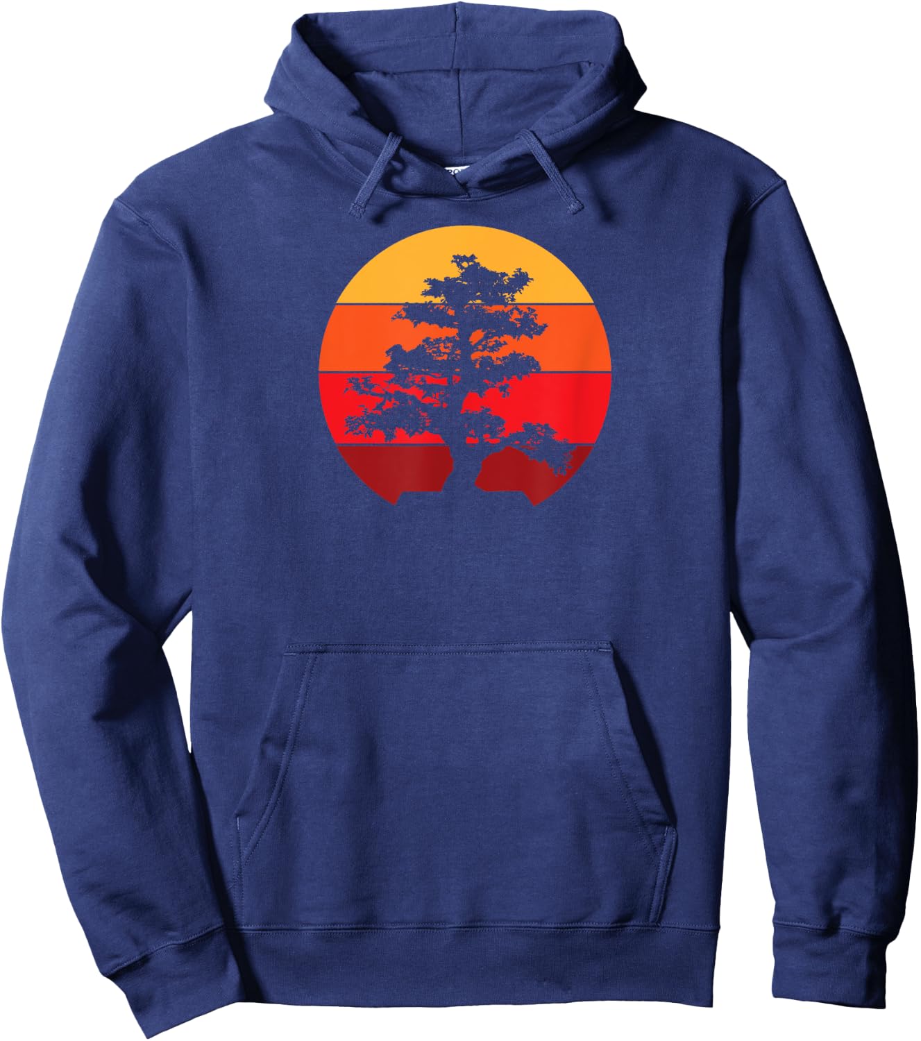 Pacific Ocean Beach Bonsai Tree Sun Retro Vintage Hoodie - Hoodie | Navy