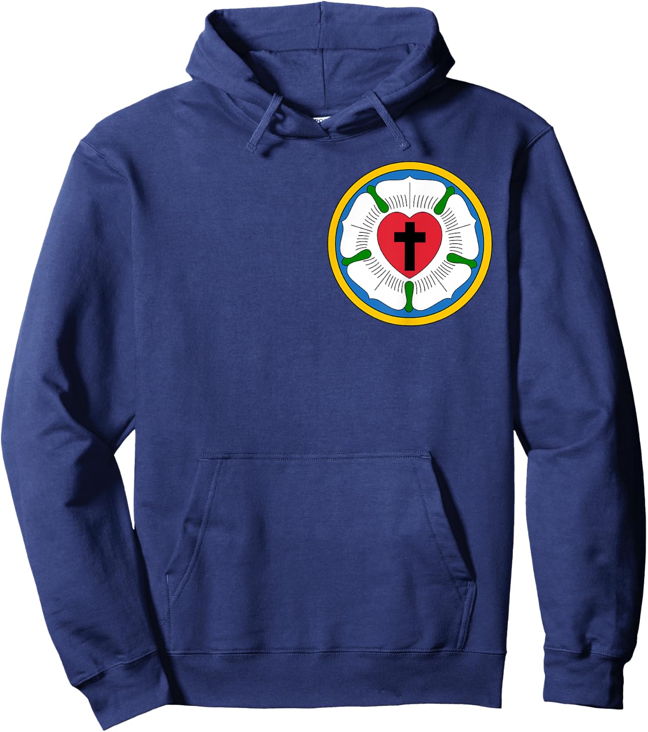 Lutheran Martin Luther Heart Rose Concords Reformation Cross Hoodie - Hoodie | Navy