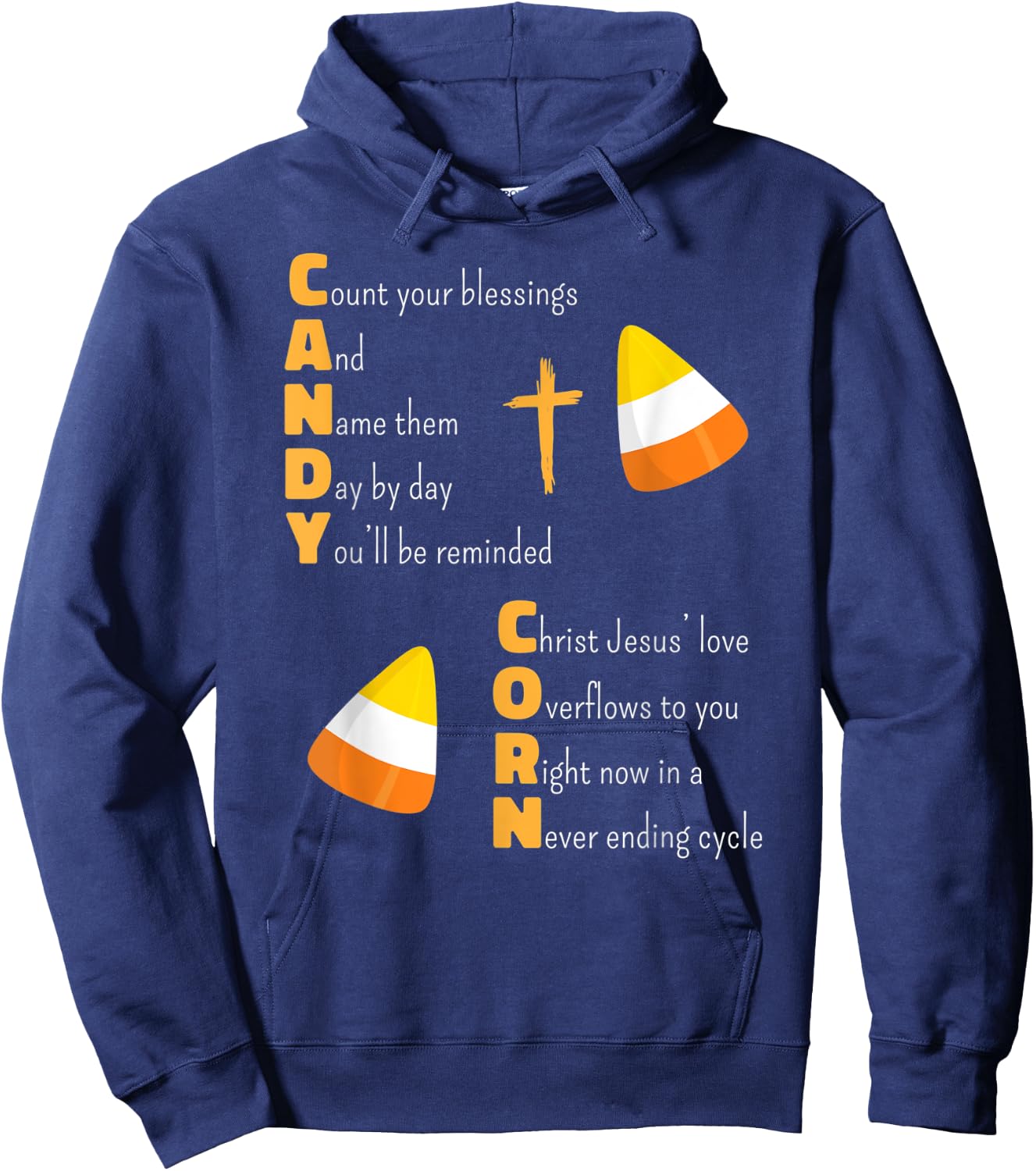 Christian Candy Corn Halloween Jesus Loves Boys Girls Kids Hoodie - Hoodie | Navy