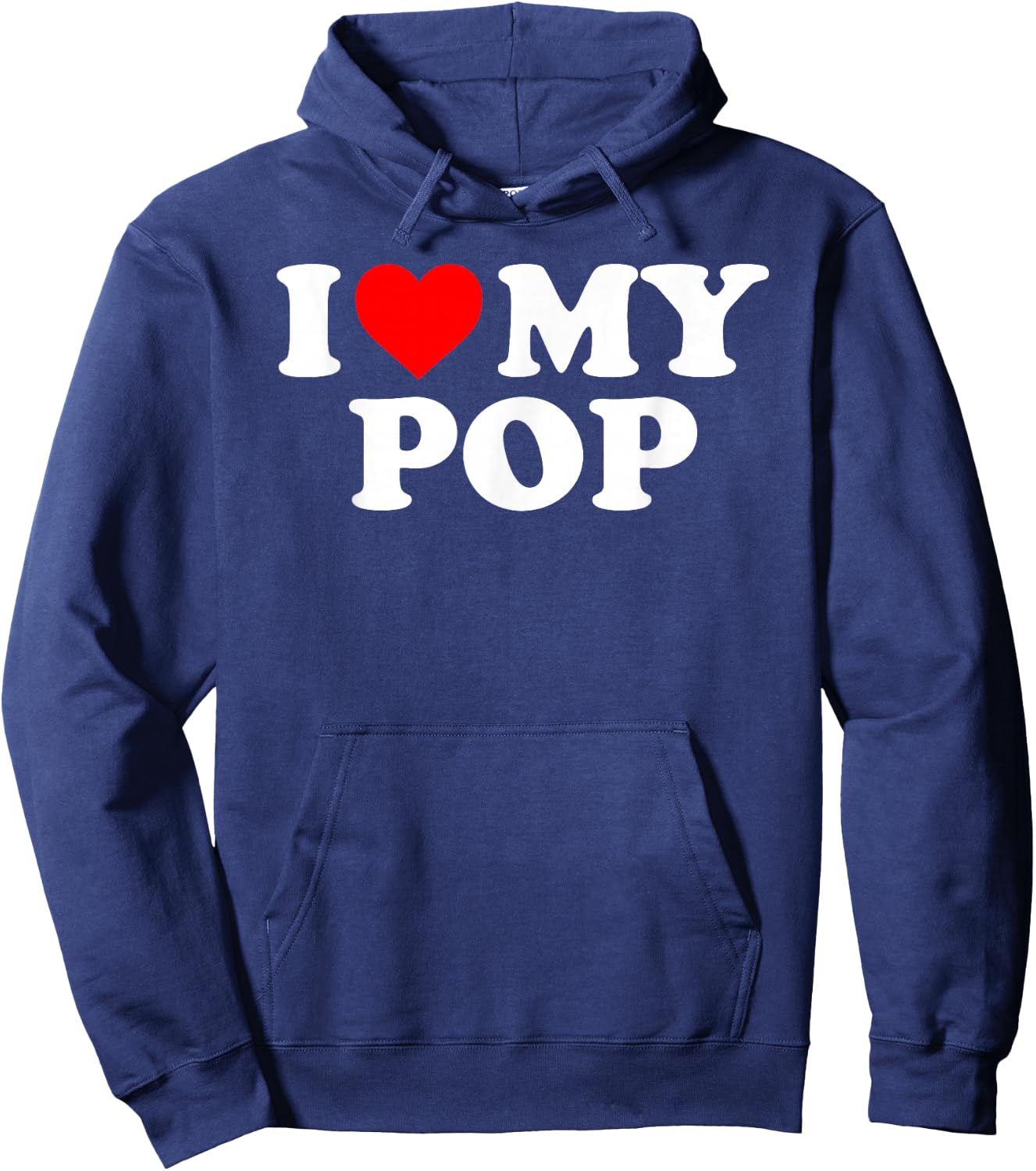 I Love My Pop - Red Heart Hoodie - Hoodie | Navy