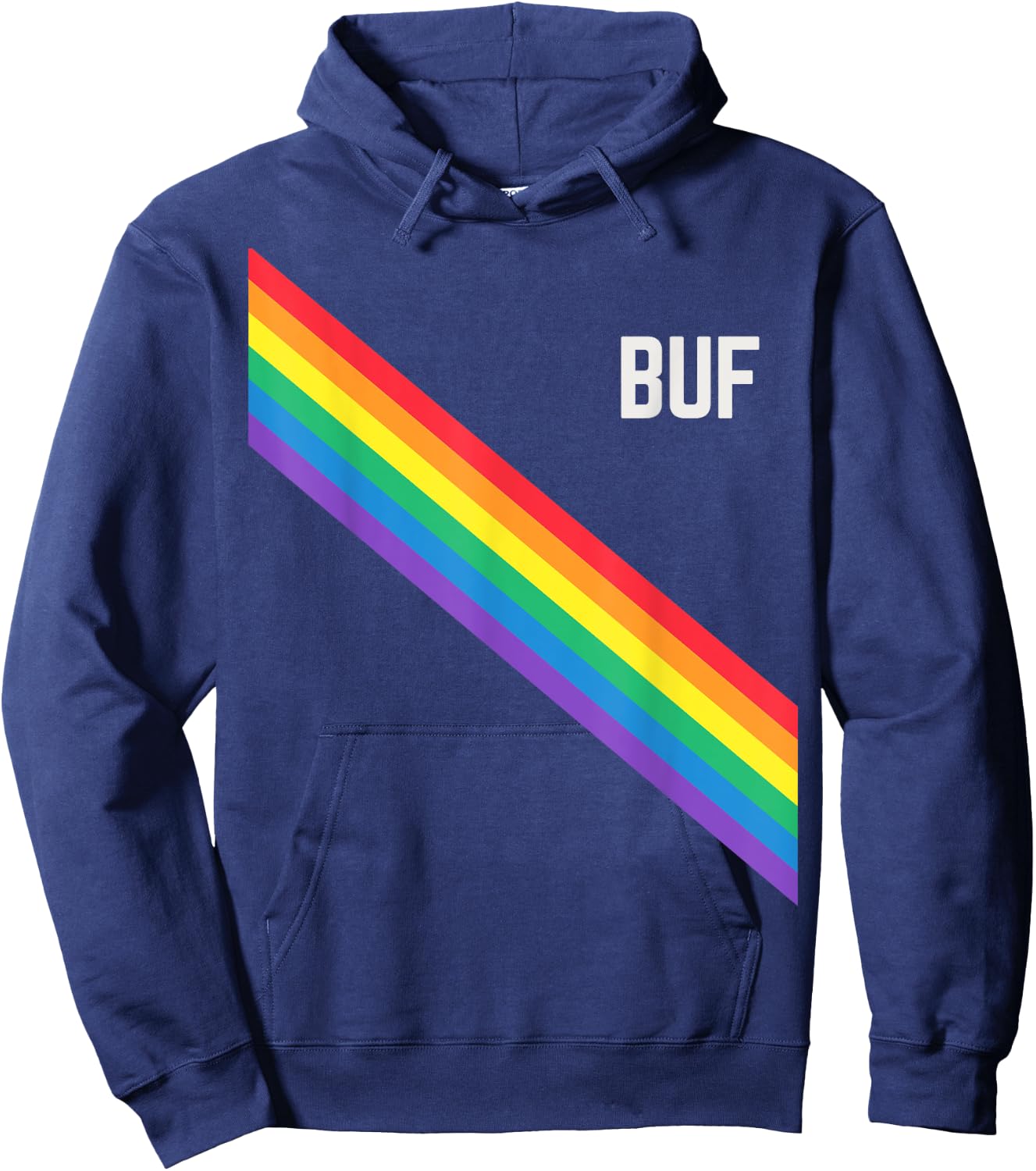 Buffalo Pride Week Rainbow Gay Pride Colors LGBTQ Ally Hoodie - Hoodie | Navy