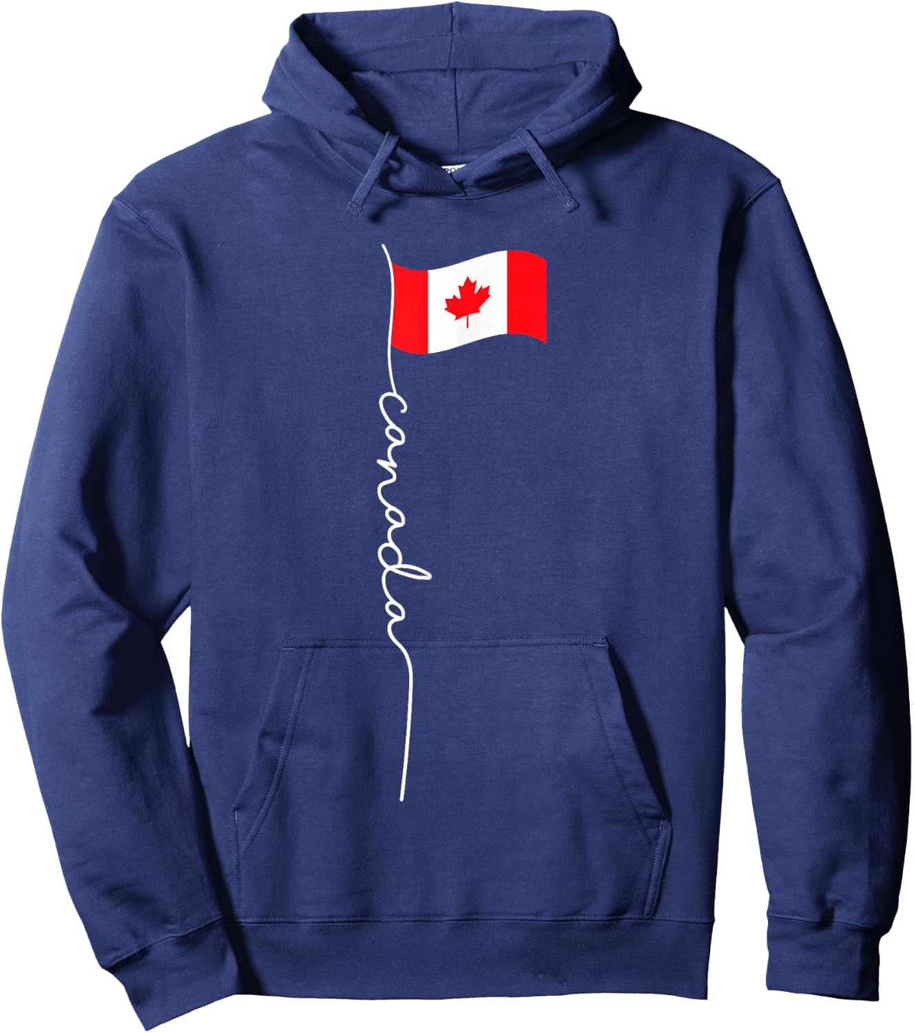 Canada Signature Flag Pole - Patriotic Canadian Flag Hoodie - Hoodie | Navy