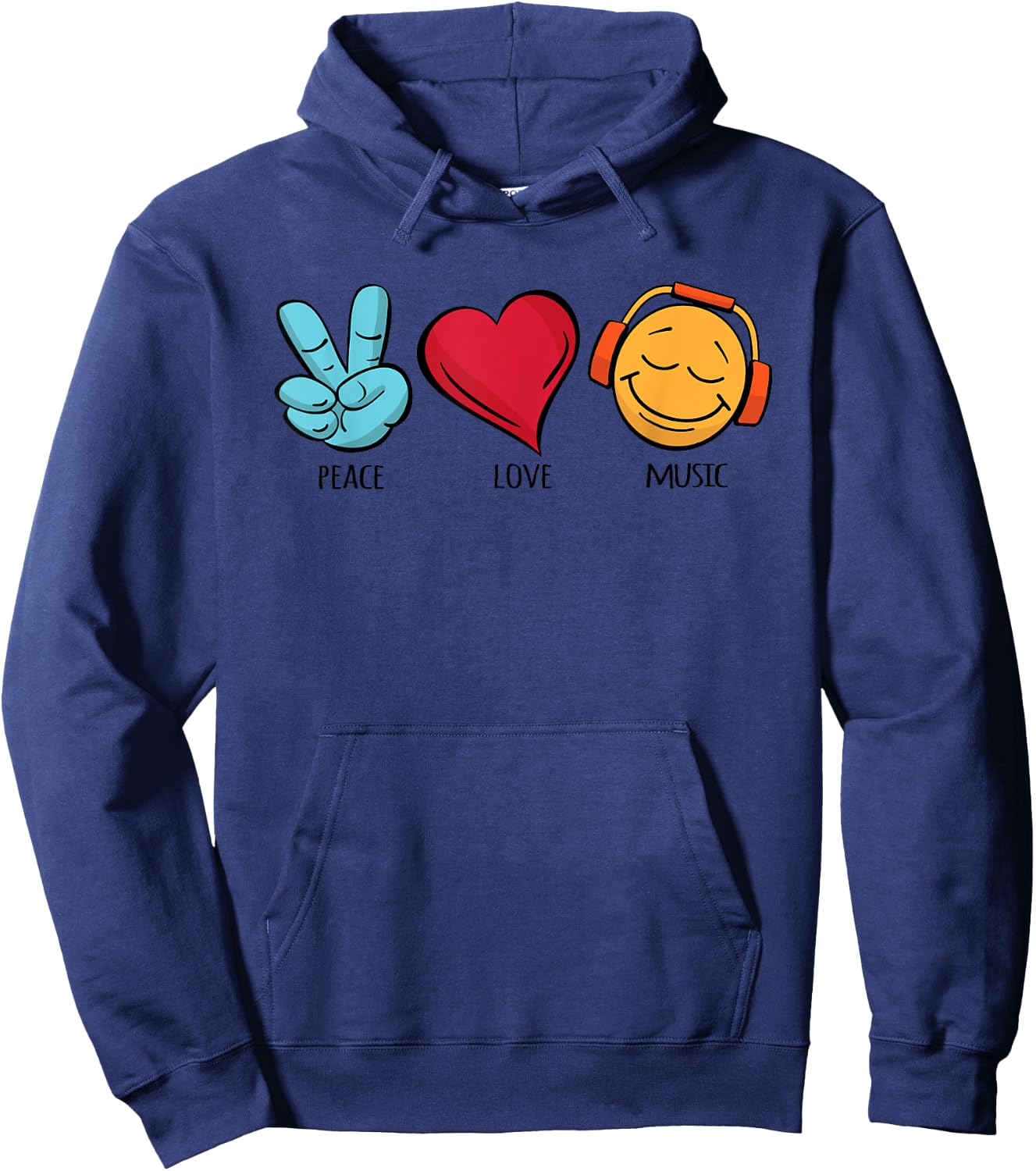 Classic Peace Love Music , black Hoodie - Hoodie | Navy