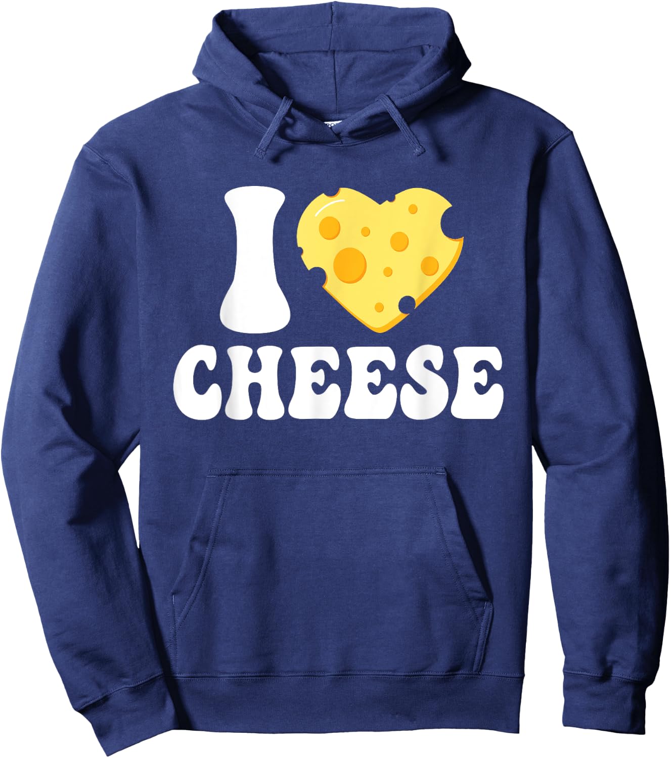I Love Cheese - Heart Design Parmesan Cheddar Dairy Lover Hoodie - Hoodie | Navy