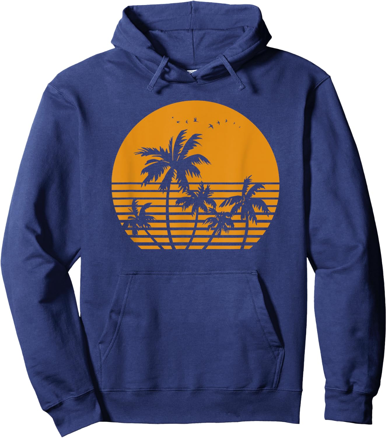 Vintage Birds Sunset Beach Palm trees Hoodie - Hoodie | Navy
