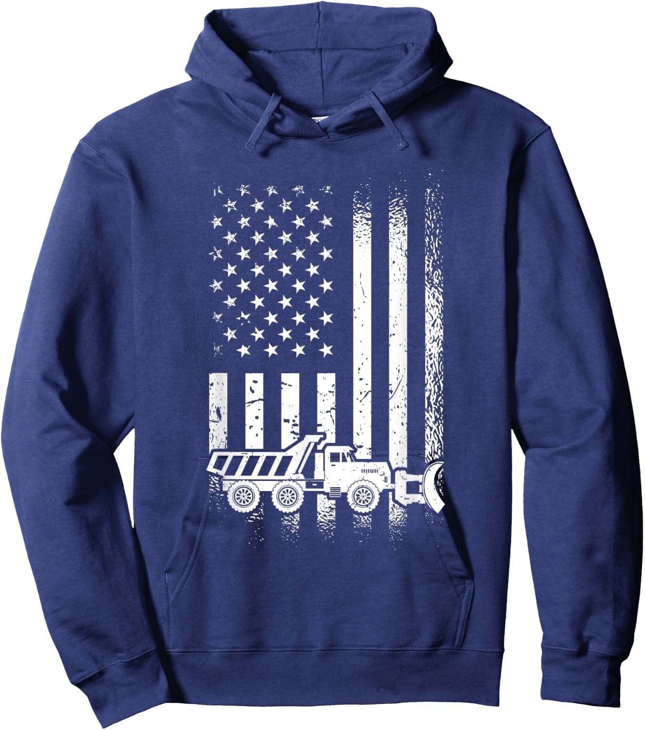 American Flag Snow Plow Driver, Snow Plowing Women Men Hoodie - Hoodie | Navy