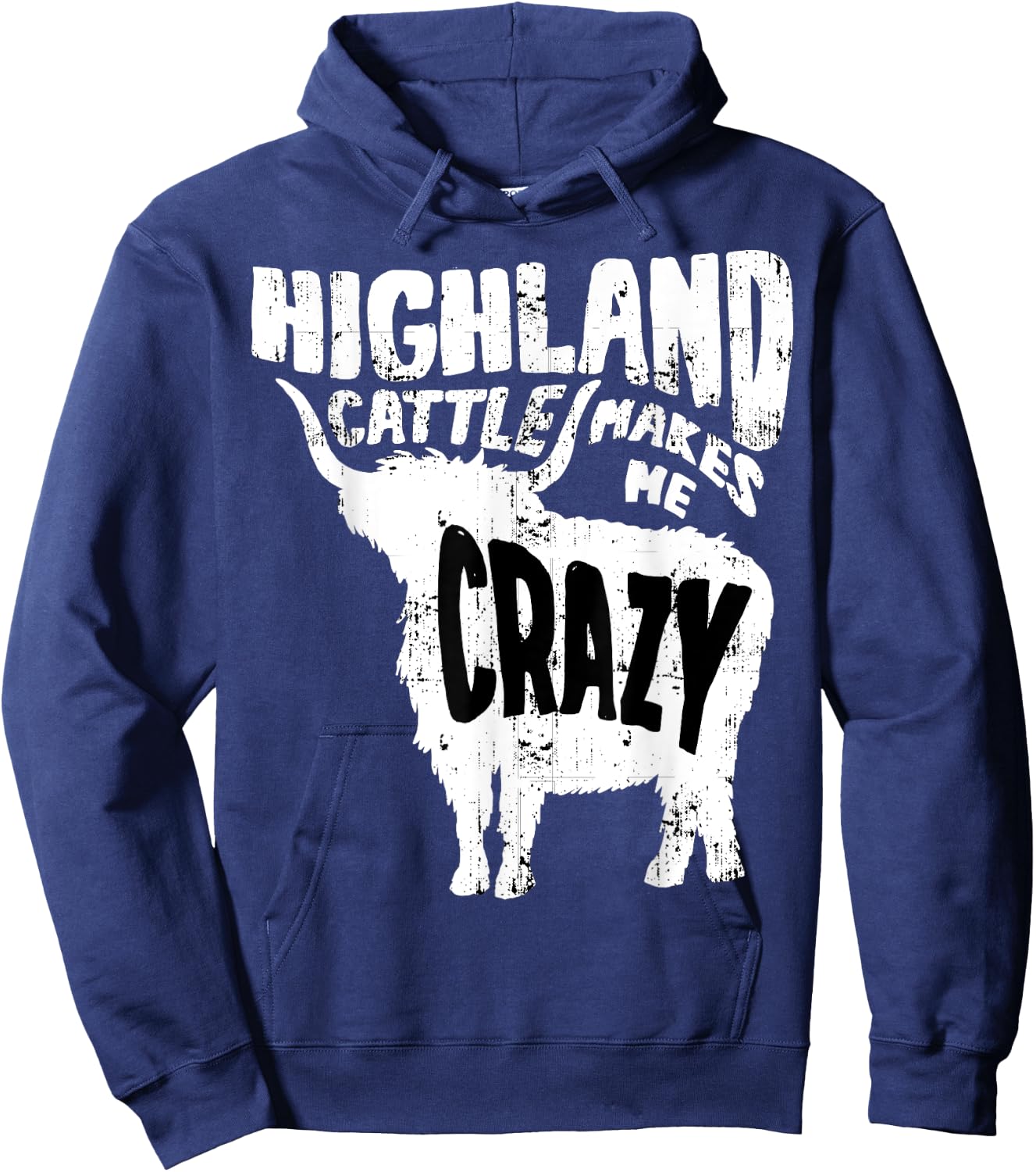 Scottish Cattle Hairy Cow Farmer Rancher Funny Highland Cow Hoodie - Hoodie | Navy