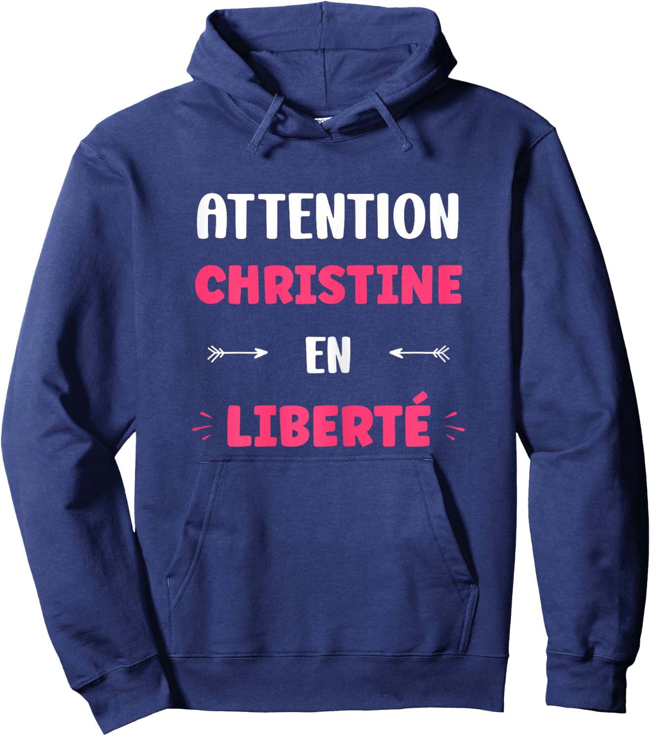 Attention Christine en liberté funny name Christine , Black, Female X-Small Hoodie - Hoodie | Navy