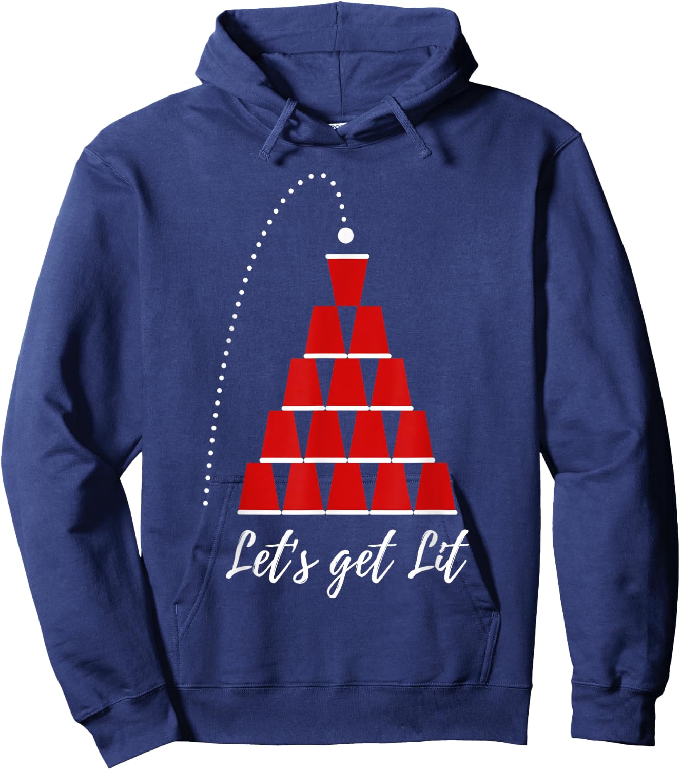 Let's Get Lit Beer Pong Christmas Xmas Shirt Hoodie - Hoodie | Navy