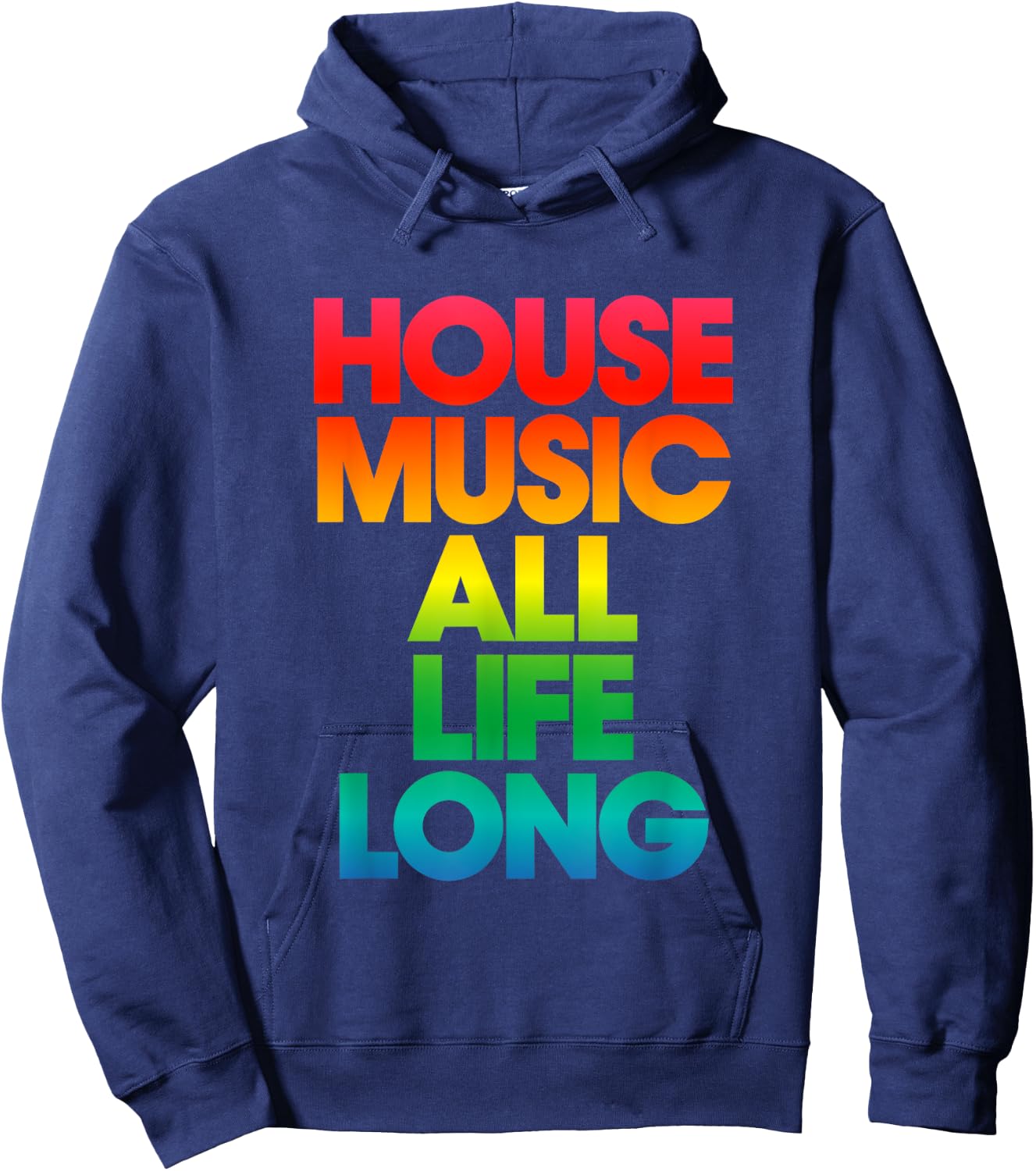 Defected House Music All Life Long Rainbow Print Hoodie - Hoodie | Navy