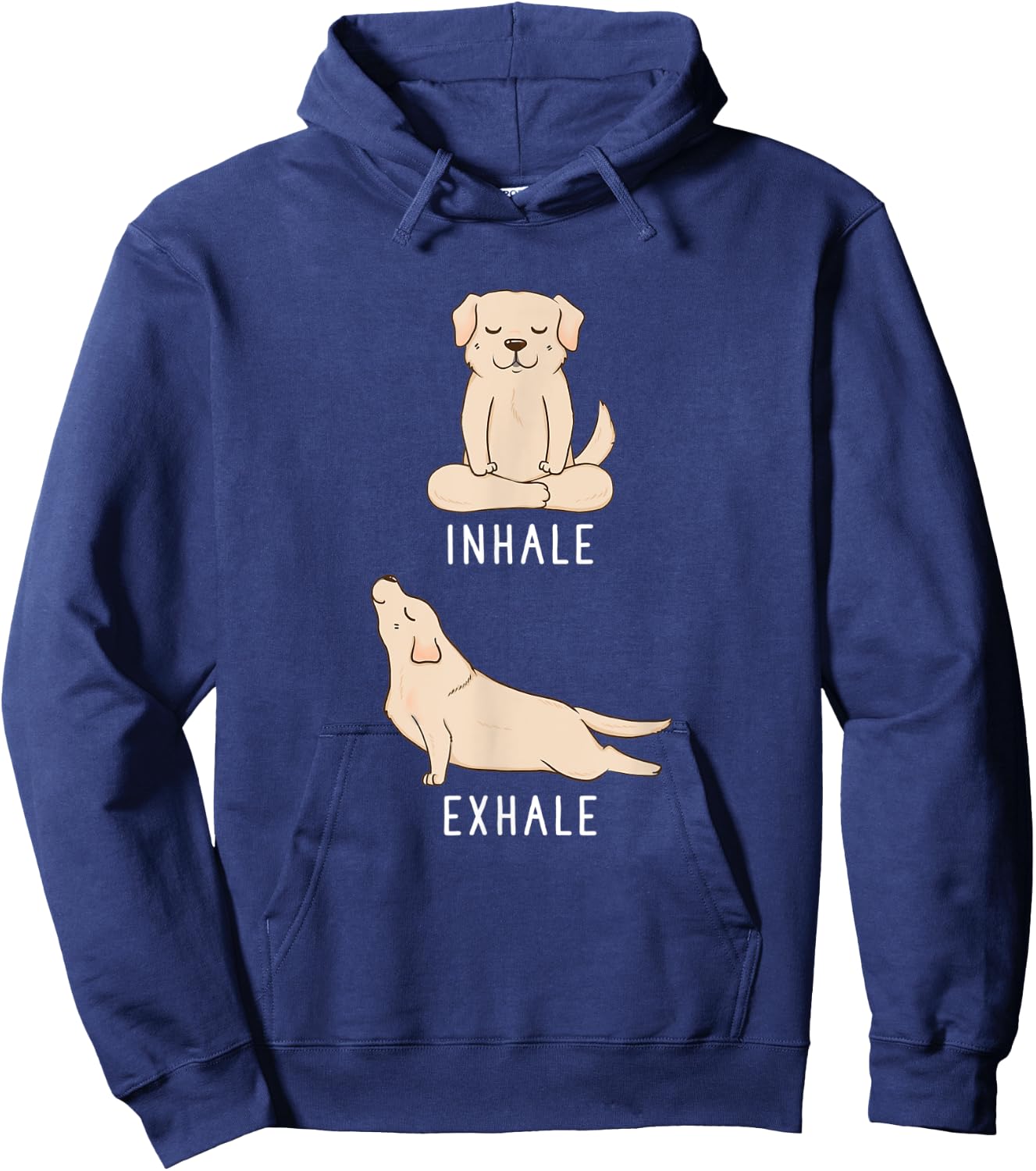 Inhale Exhale Labrador Retriever Funny Yellow Lab Dog Yoga Women Kids Hoodie - Hoodie | Navy