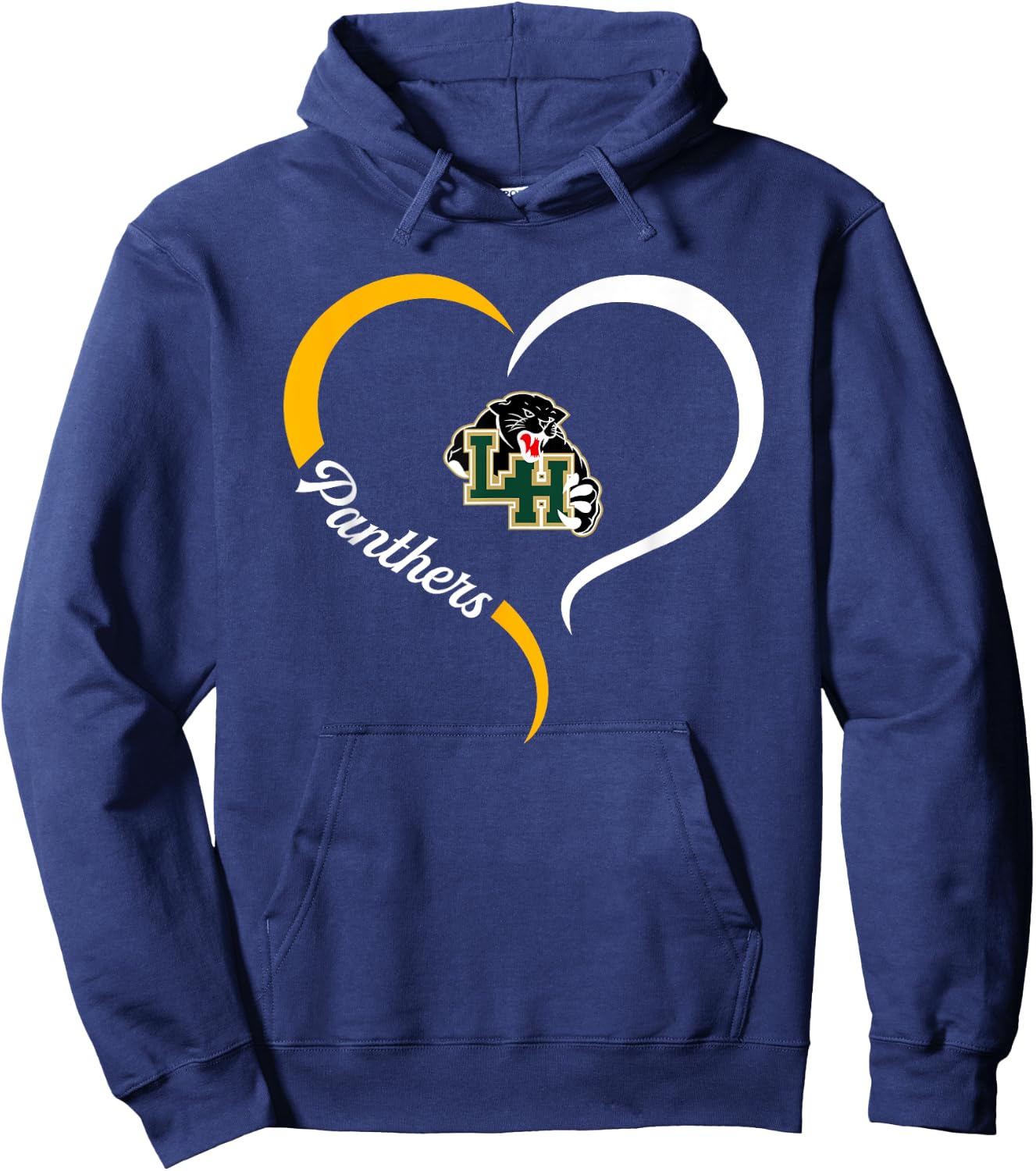 Langston Hughes Panthers Logo Half Heart Slogan HS Hoodie - Hoodie | Navy