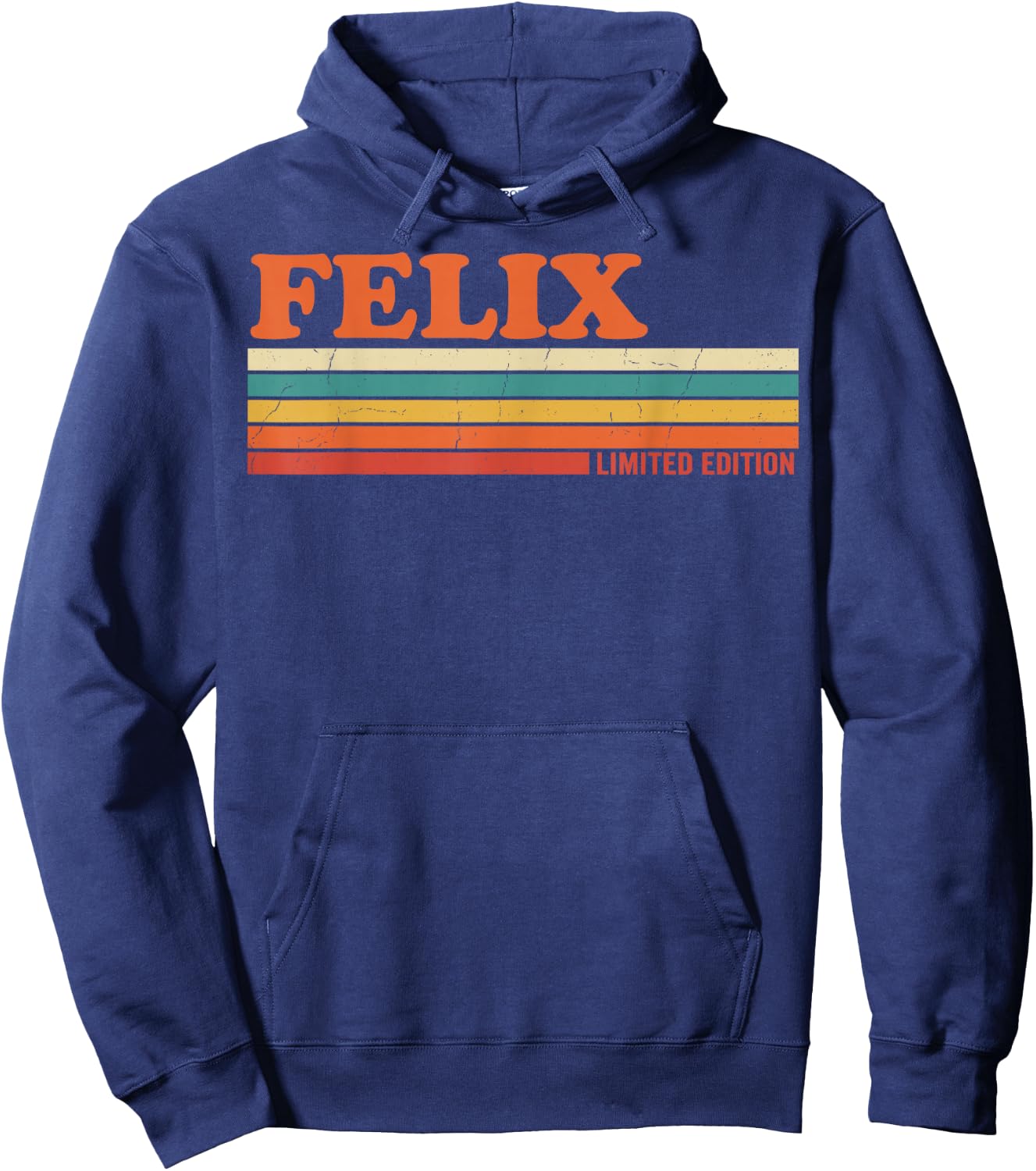 Felix Retro Personalized First Name Vintage Stripes Hoodie - Hoodie | Navy